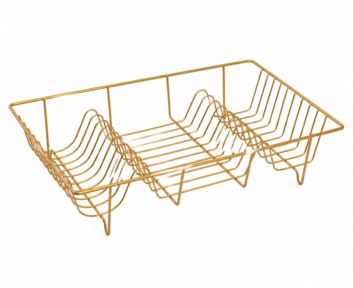 Zebi Gold Stainless Steel Dish Drying Rack for Kitchen Counter, Rustproof, Compact, Gold Finish, 48.5 x 30cm