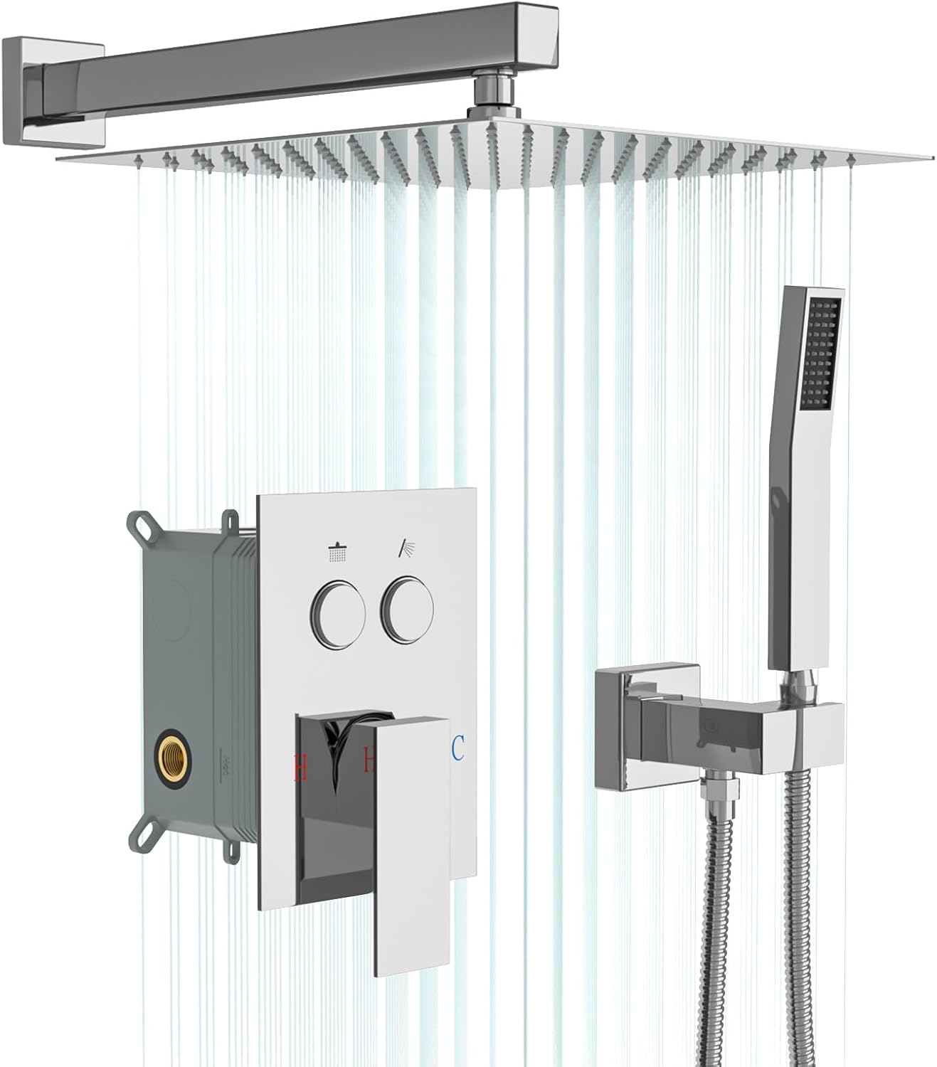 Lordear Shower System 12 Inch Shower Head,Shower Faucet Set Wall