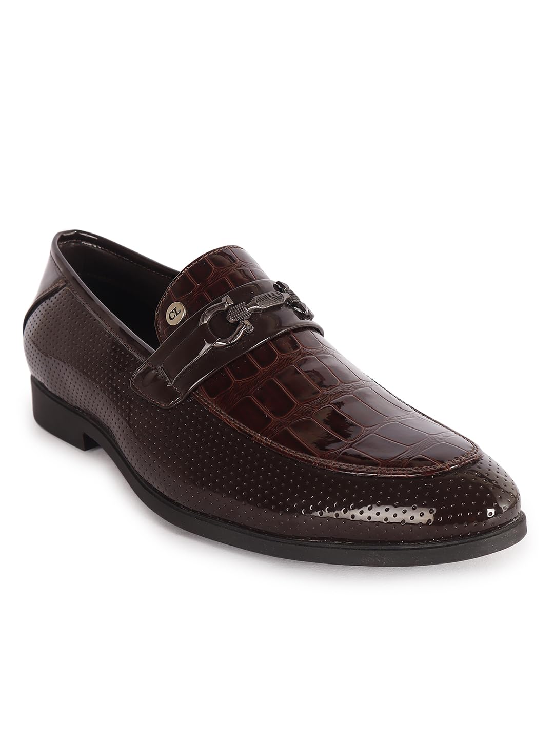 carlton london Men's Textured Formal Loafers with Metallic Hardware-picture-33