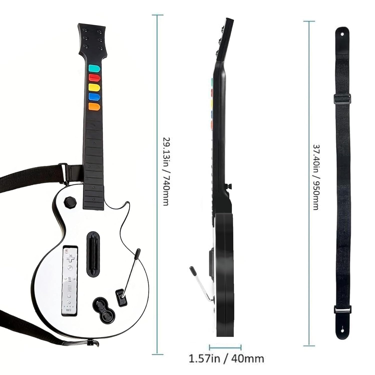 DOYO Controlador de guitarra inalámbrico desmontable para consola Wii, compatible con Guitar Hero y Rock Band, color blanco