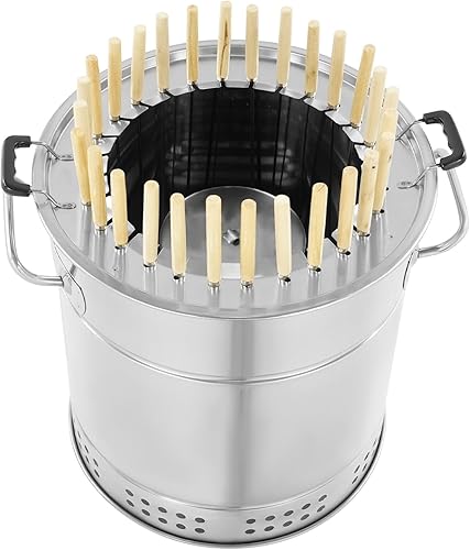 Miniatura 8 de 28-Skewer Charcoal Grill, Insulated Double-Layer Stainless Steel BBQ, Outdoor Indoor Smokeless Charcoal Barbecue Grill Bbq, Large Capacity Portable