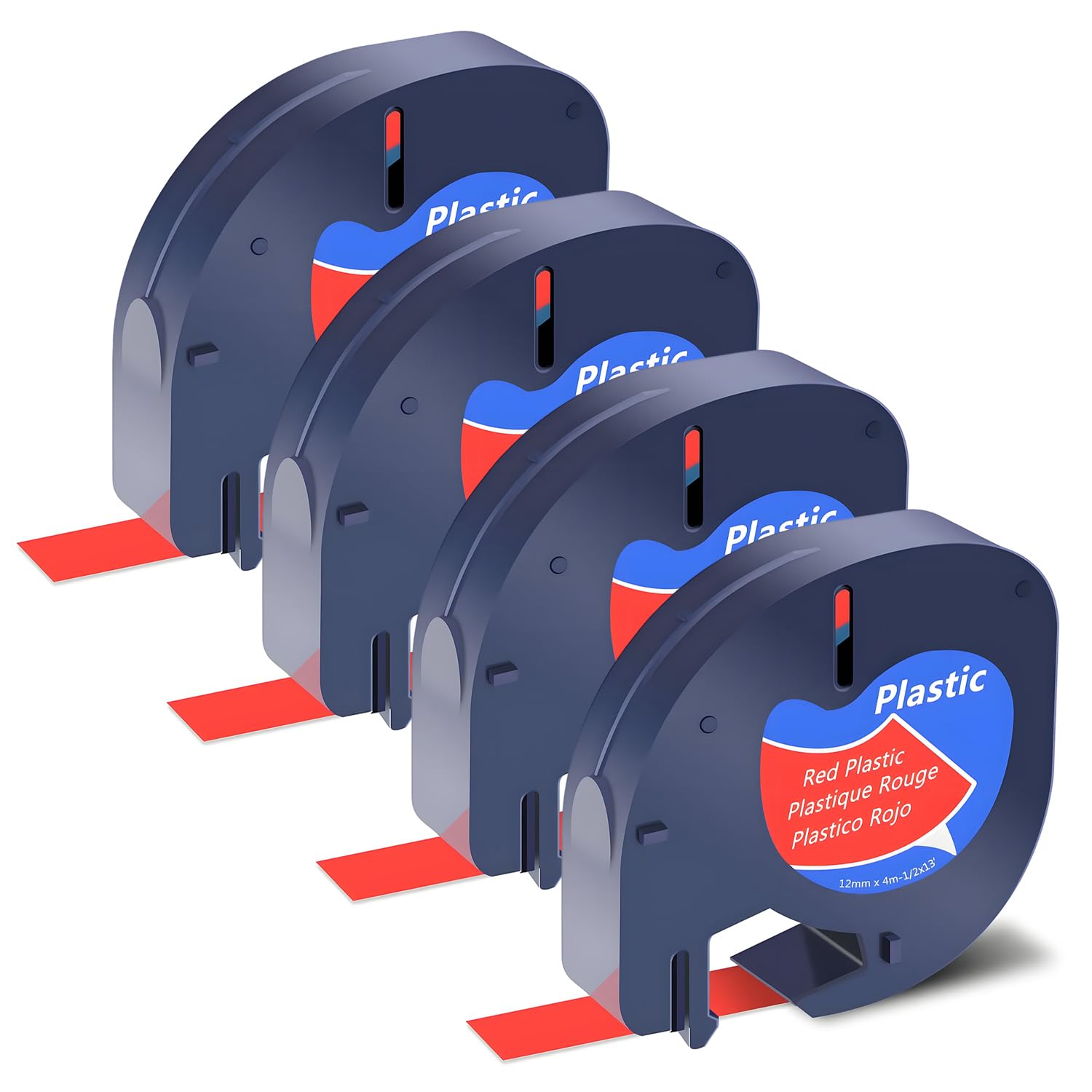 SHUBEIEUMI 4-Pack Label Tape Compatible with Dy-mo Black on Red — image 1