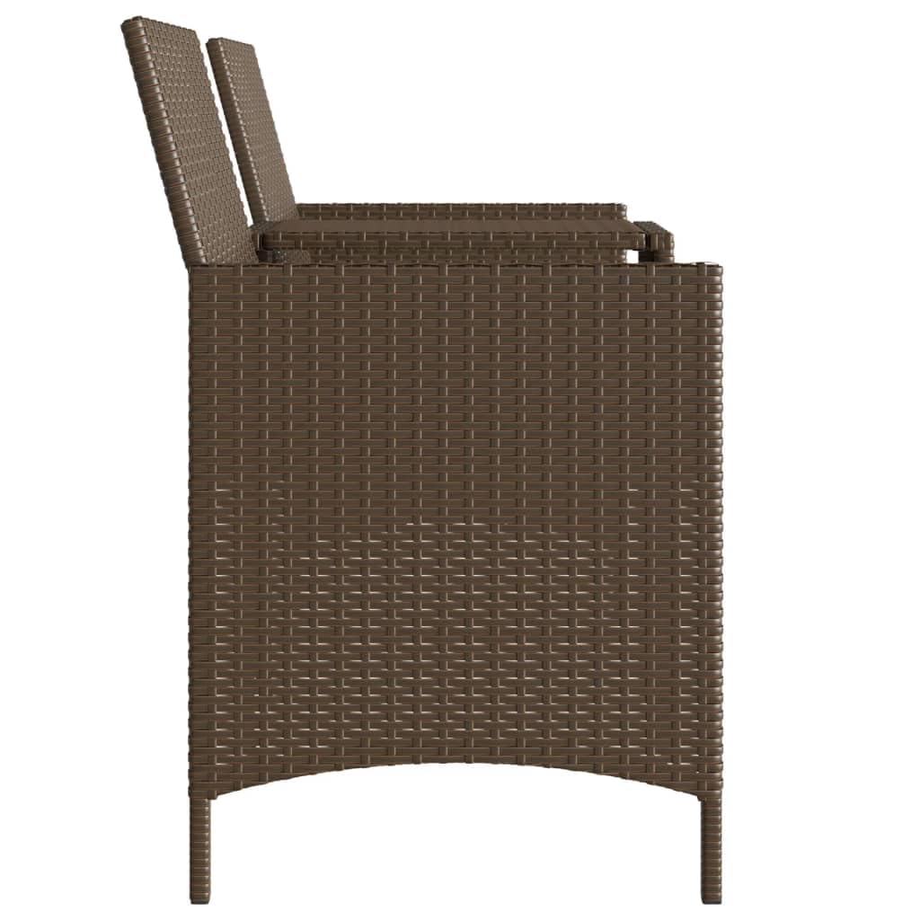 Divano da giardino a 2 posti, marrone, in polyrattan, con tavolo e sgabelli, resistente alle intemperie, per balcone, terrazza, esterni, con comode imbottiture e rivestimento rimovibile
