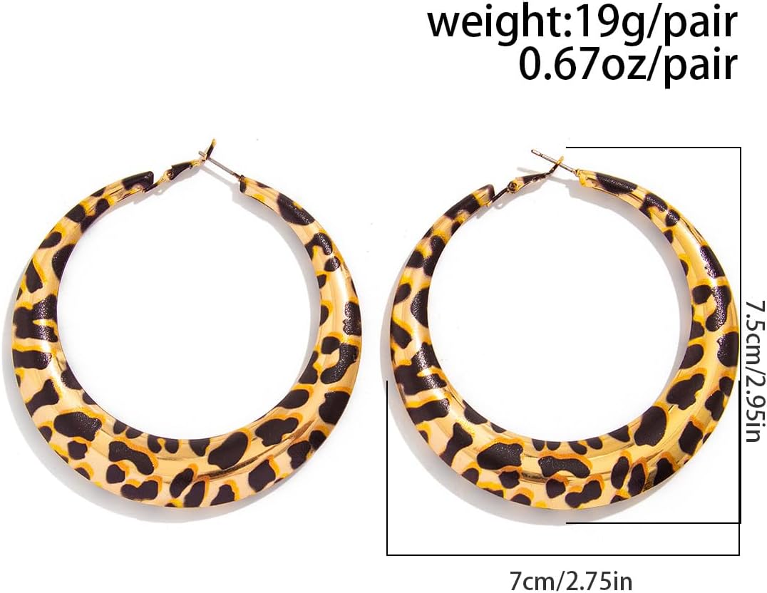 Hoop Earrings for Women Exaggerated Acrylic Hoop Earring Leopard Earrings Fashion Statement Party Jewelry - Image 6