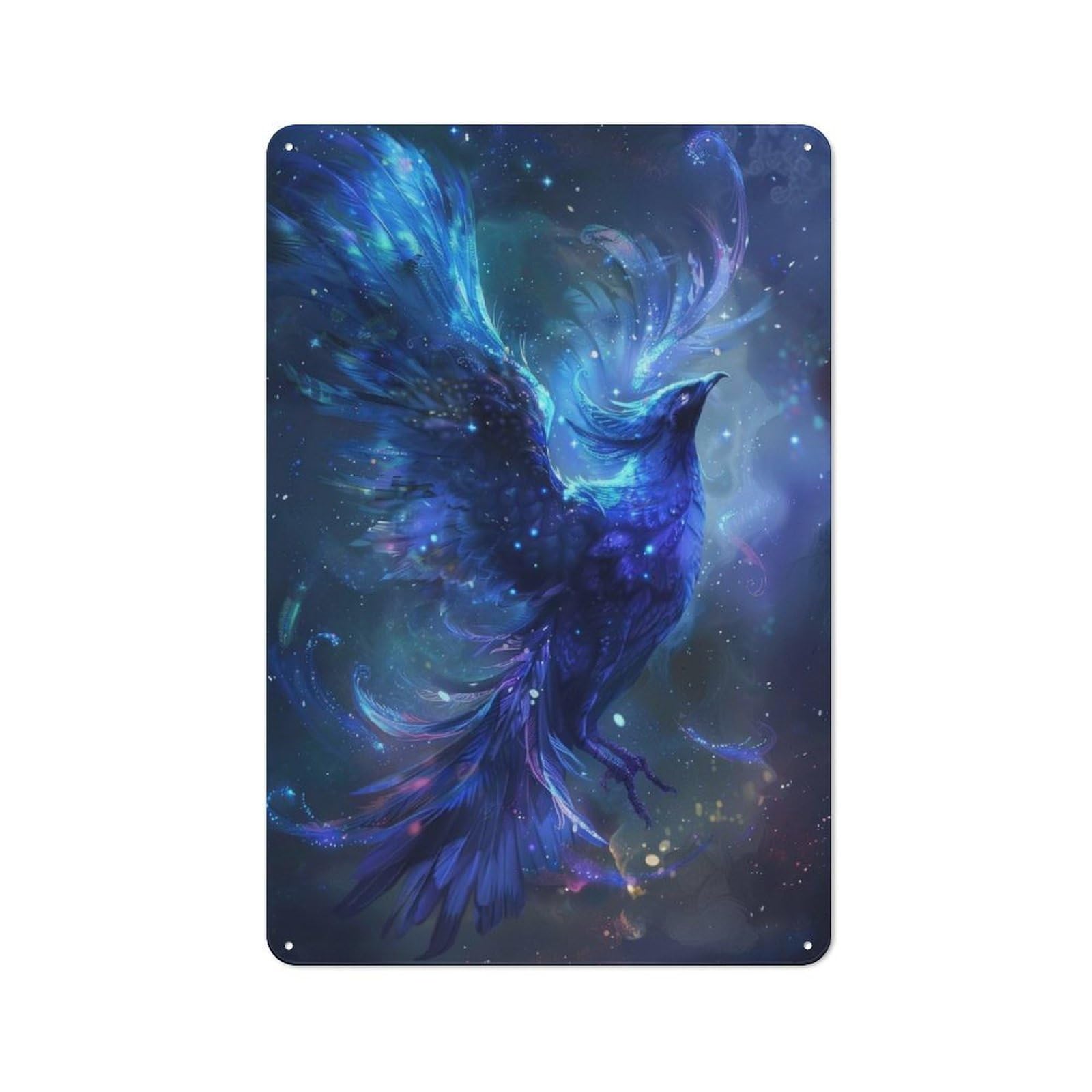 Junmoney Blue Phoenix 30X20cm Retro Metal Sign With For Home Office Or Studio, Suited To Wall Displays In Home Offices And Studios