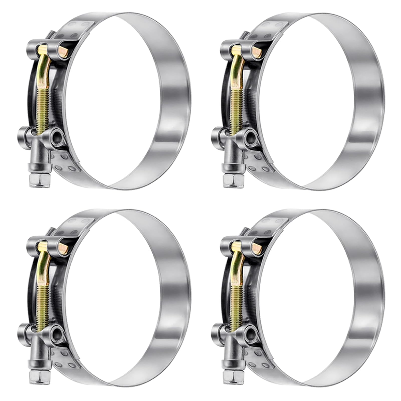 Tnisesm 4Pcs 1" T-Bolt Hose Clamps,304 Stainless Steel Heavy Duty Hose Clamp Assortment Set Working Range 32-37mm for 1 inch Hose ID, Radiator Turbo