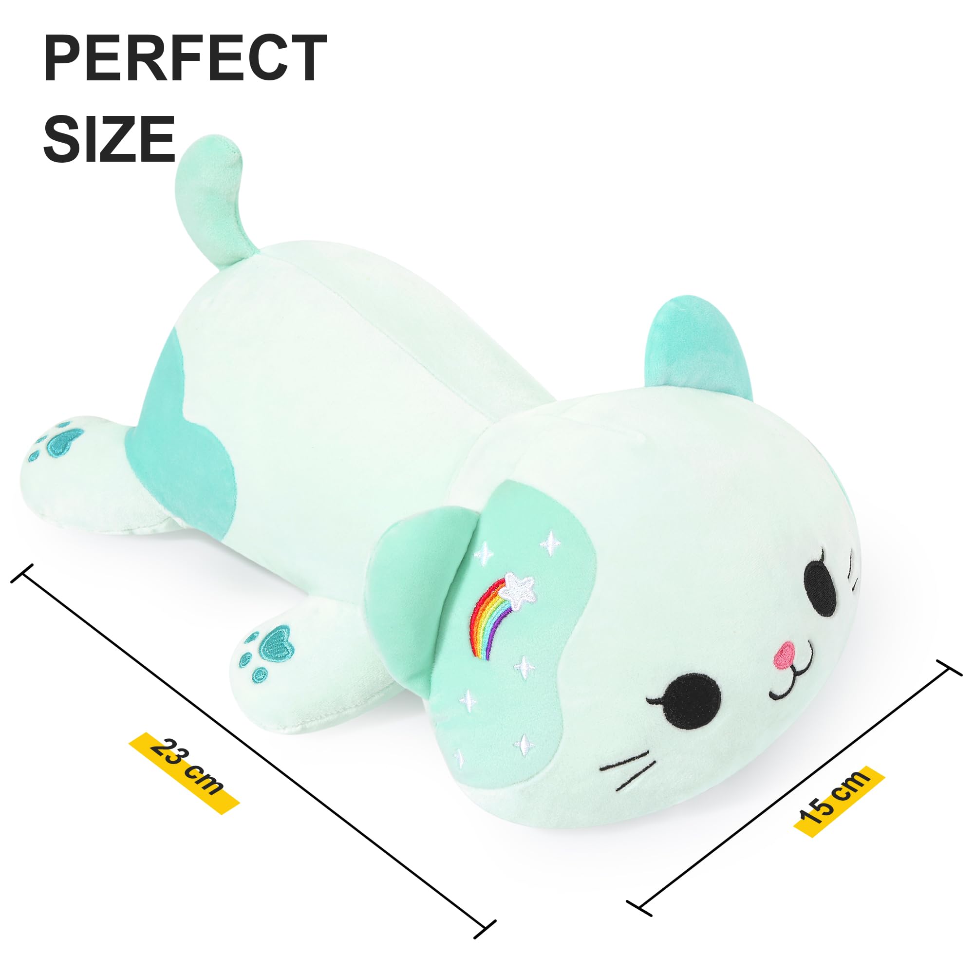 shownicer Pluche dier, haai, kat, knuffeldier, knuffeldier, Kawaii kat, pluche, kitten, pluche kussen, speelgoed, werpkussen, cadeau voor kinderen, meisjes (50 cm, haai kat