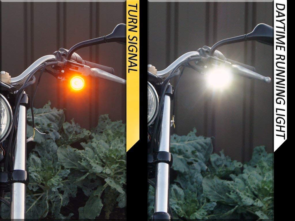 Alchemy Parts Motorcycle Front And Rear LED Indicators Multifunction Turn Signals Driving Lights DRL With Integrated Built In Stop Taillights Custom Chopper Cruiser Bobber Cafe Racer Roadster 2 PAIRS