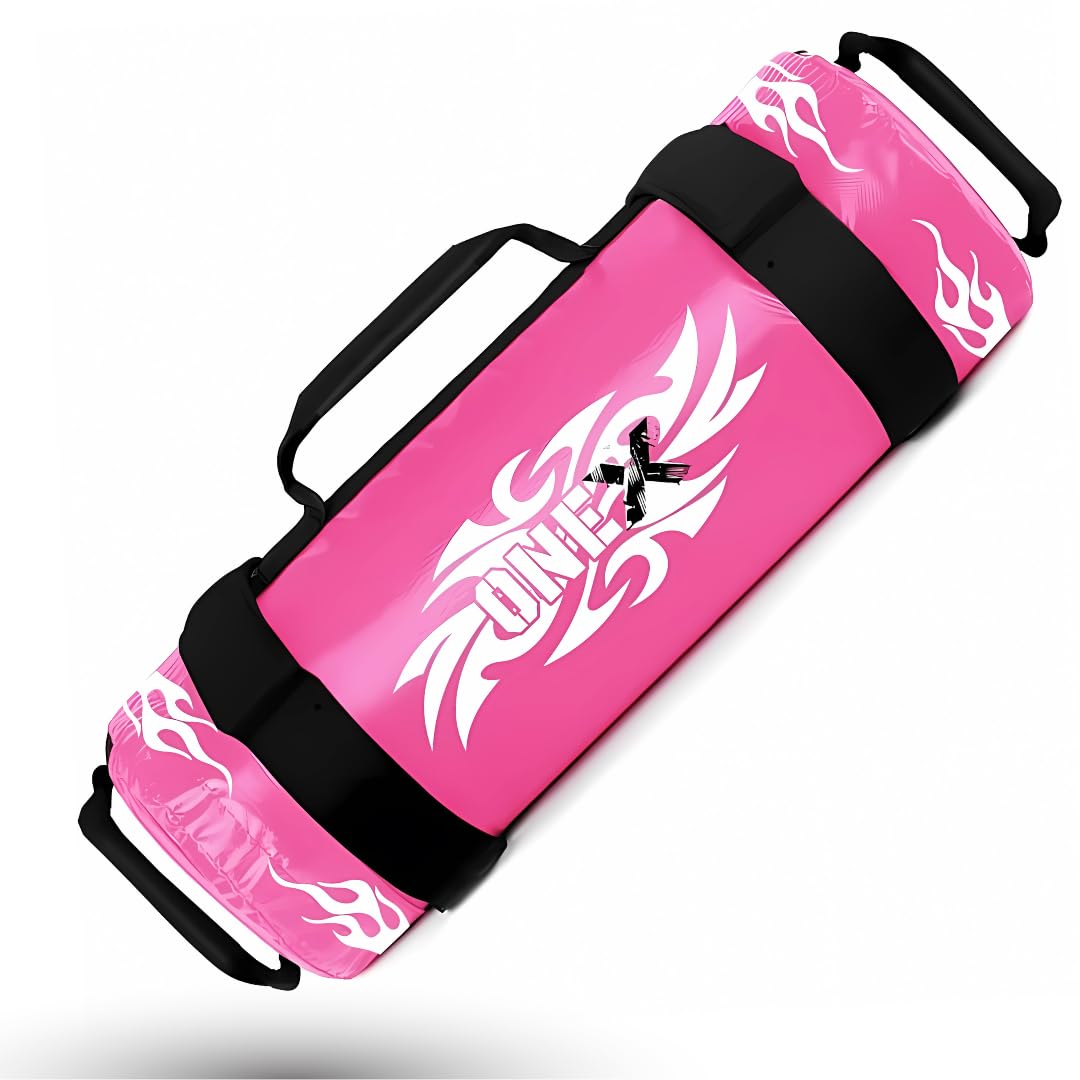 ONEX 1X Fitness Sandbag Weight Training Power Bag, Heavy Duty Weighted Slam Bag with Handles, Ideal for Strength Training, Conditioning, Home Gym Workouts (Pink, 10kg)