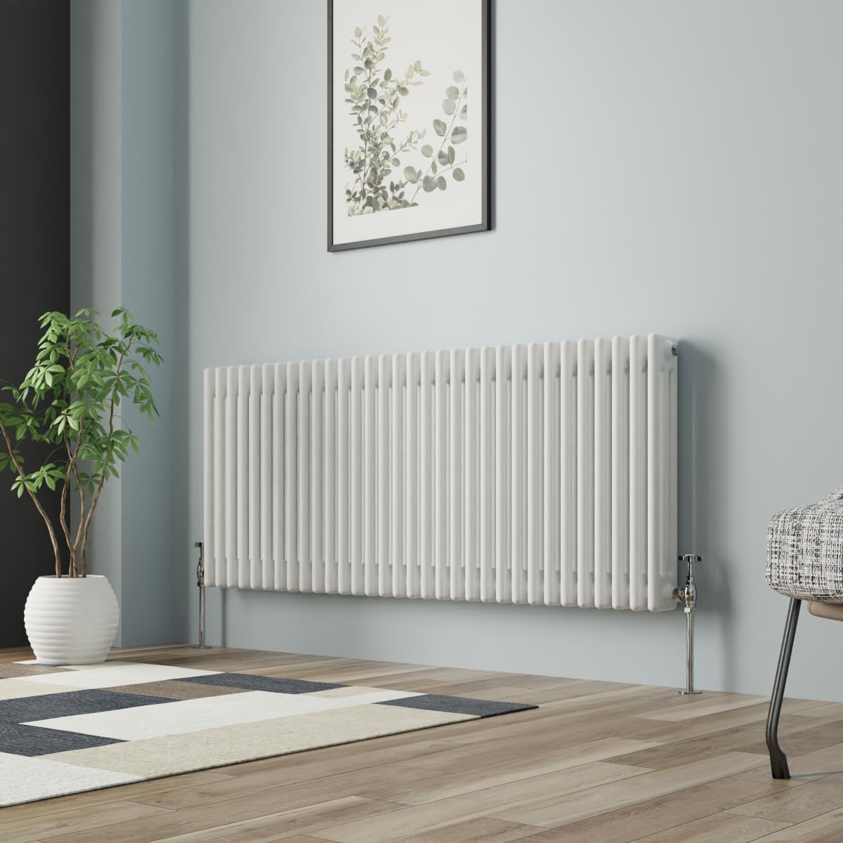 NRG Column Radiator Gloss White 600x1462mm Triple Cast Iron Rads