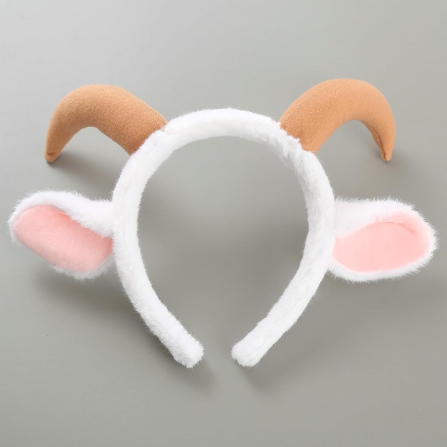 CHEU Goat headband with ram horns and sheep ears for Christmas costume