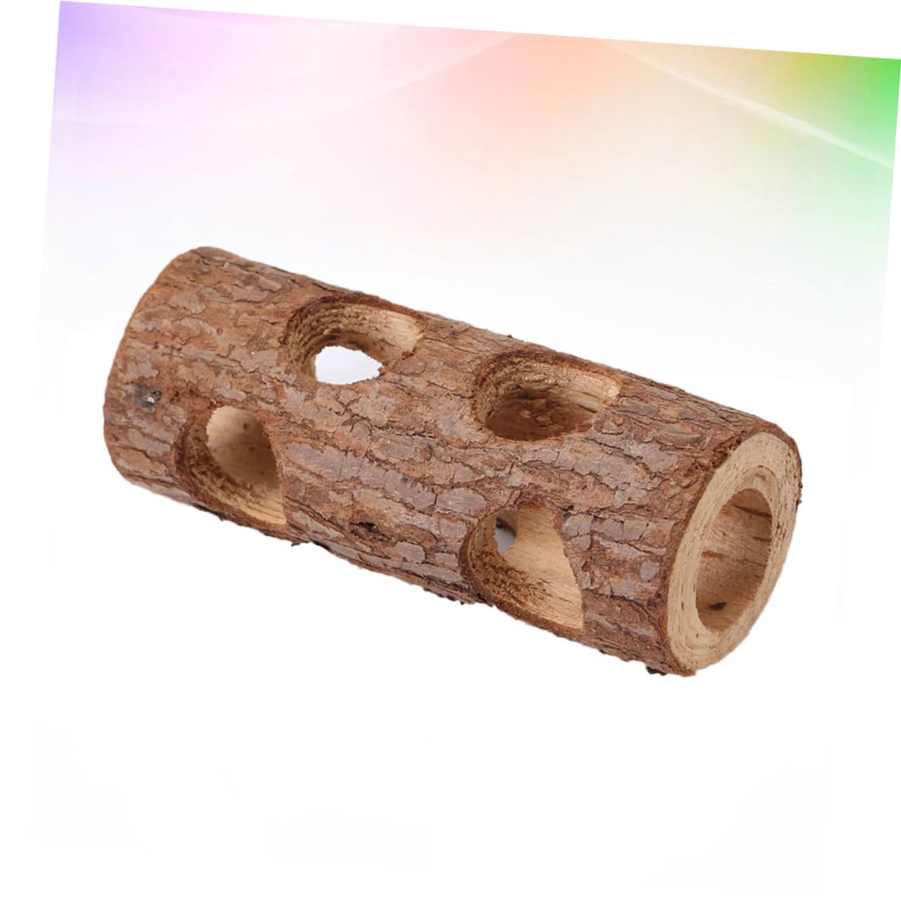 SUPVOX 15cm Solid Wood Tube Toy for Mice Hamsters Pet Health Natural Wood Tunnel Interactive Play