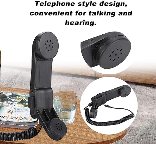 Miniatura 6 de Qiilu Micrófono de hombro PTT, 0.138 in Plug Handheld Speaker Mic HiFi Sound Shoulder o Handheld Retro Teléfono Auricular (negro)