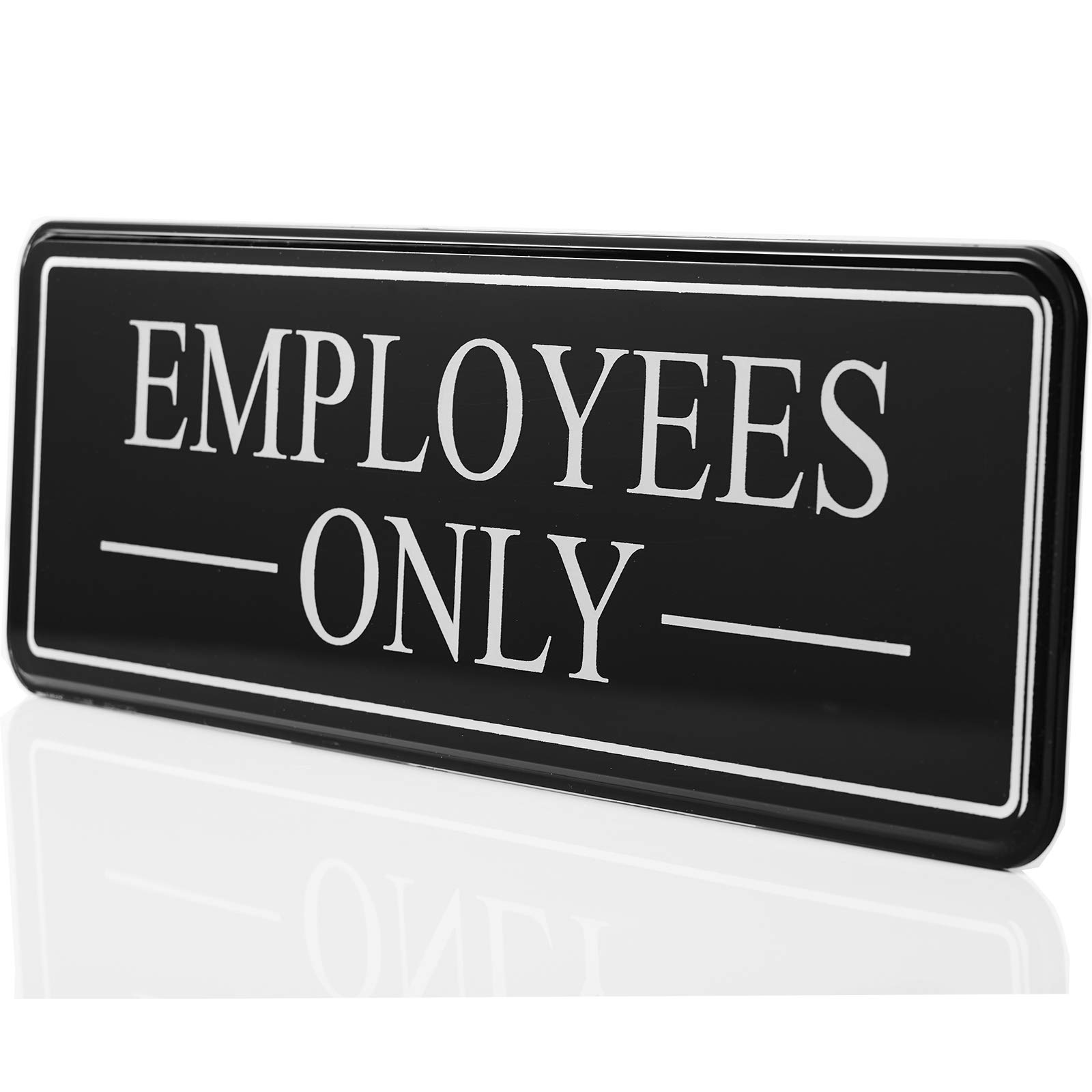 Bebarley Employees Only Sign for Office Door Wall Home and Business,Premium Durable and Bright Acrylic Design 9"x3" Sign with Double Sided 3M self-Adhesive Tape