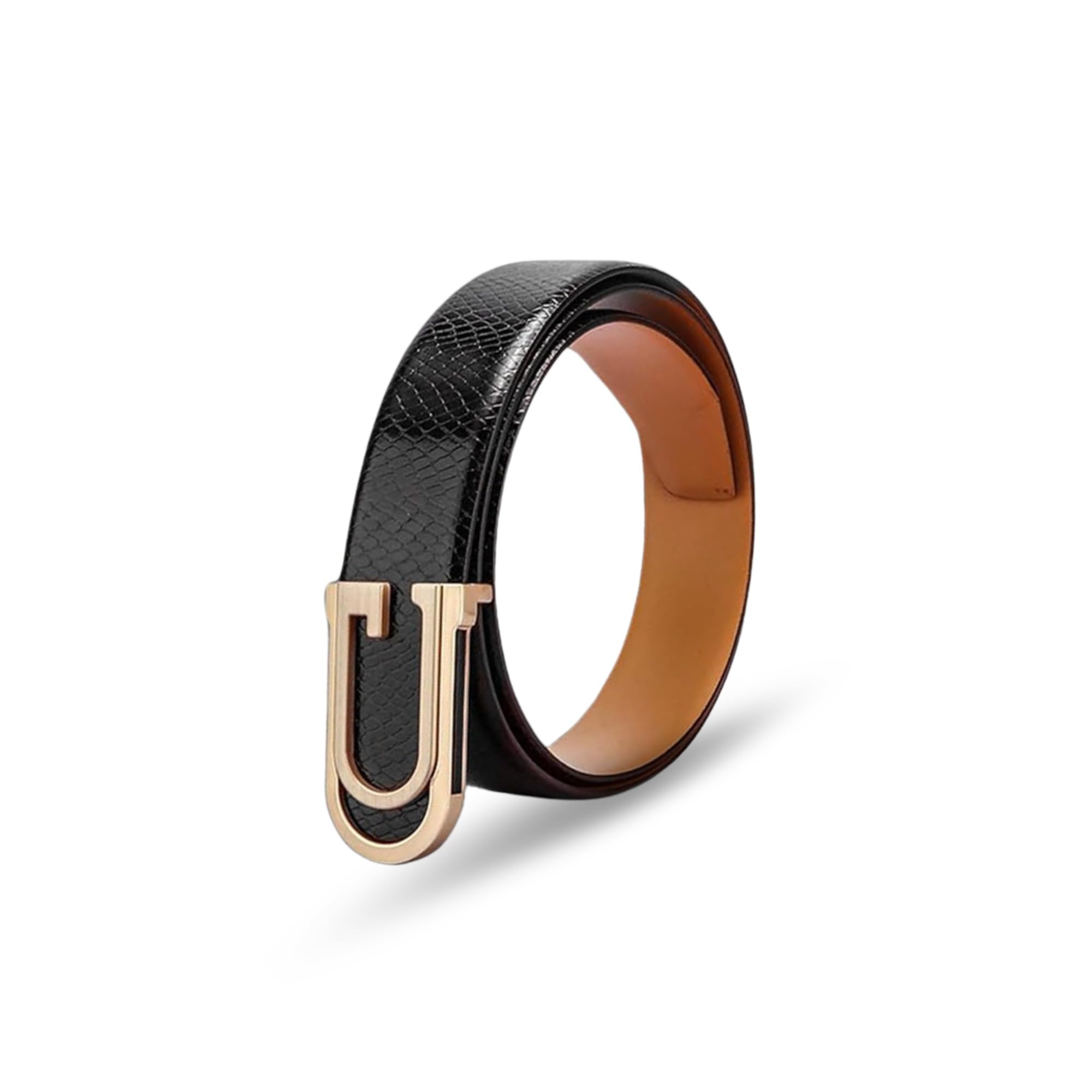 GIL Genuine Leather Belt for Men Perfect for Formal and Casual Wear with Adjustable Waistband Buckle, Snake-Print Classic Design Ideal for Jeans, Gifting, Office, Party or Daily Use