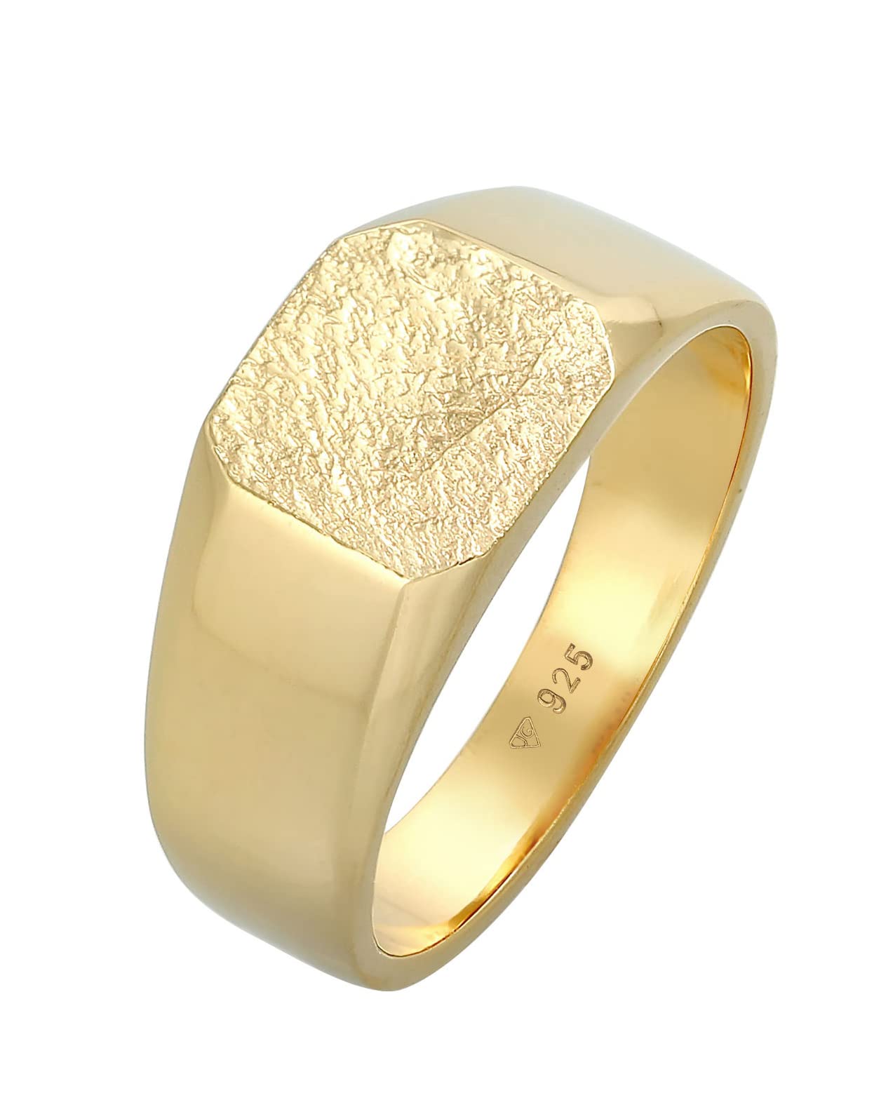 Kuzzoi Anello con sigillo da uomo, quadrato opaco, in argento sterling 925, classico, da uomo, in argento massiccio, larghezza 11 mm, anello dorato da uomo, misura 60-66, 0603652321