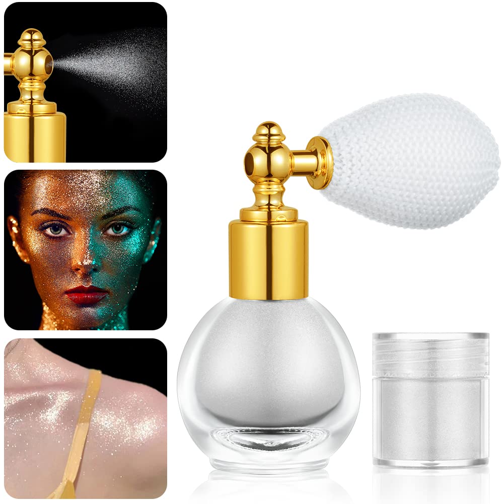 AOOWU Spray glitterato illuminante, polvere scintillante per corpo e capelli