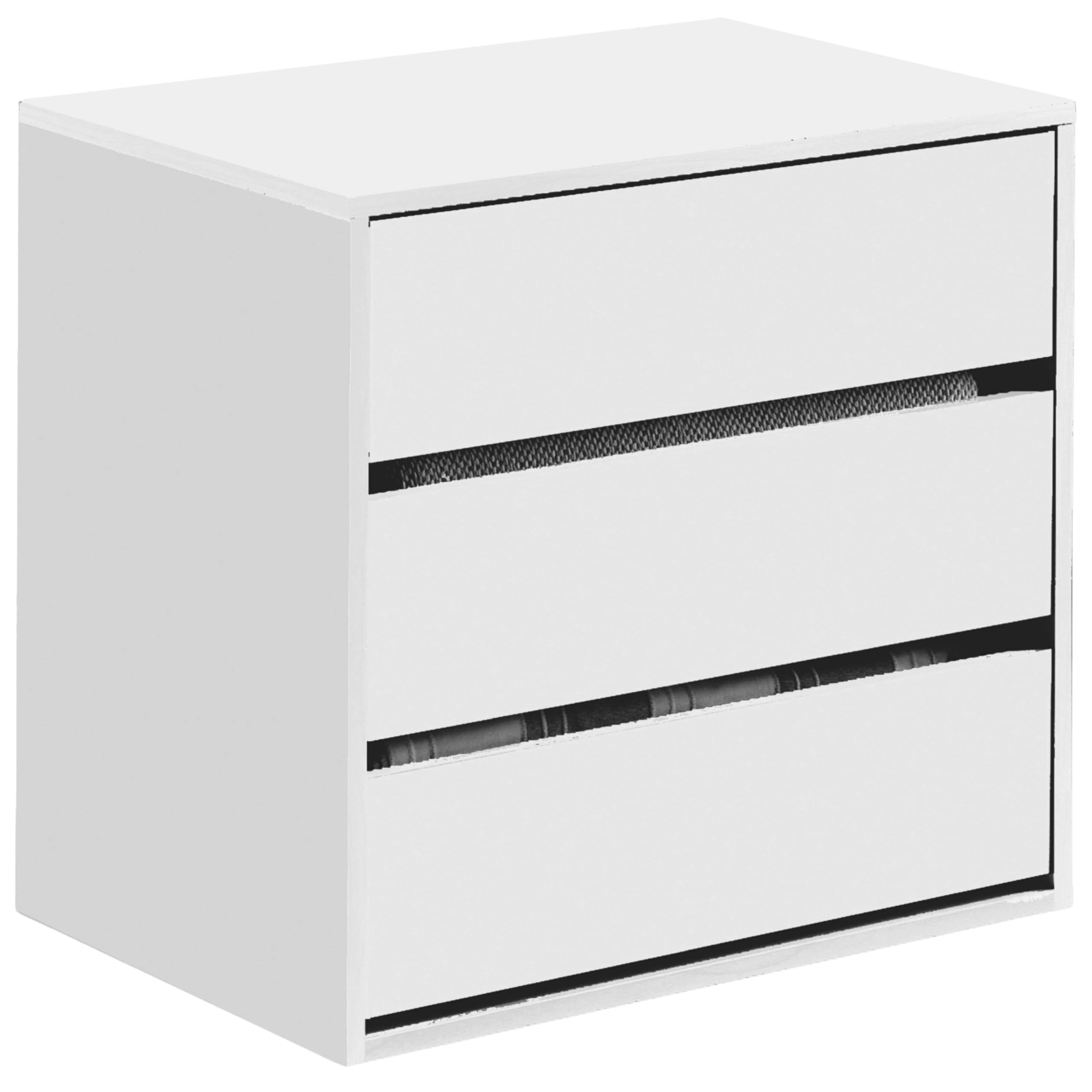 Habitdesign Cajonera, Cómoda con Tres cajones, Acabado en Blanco Mate, Dimensiones: 60 cm (Ancho) x 57 cm (Alto) x 44 cm (Fondo)