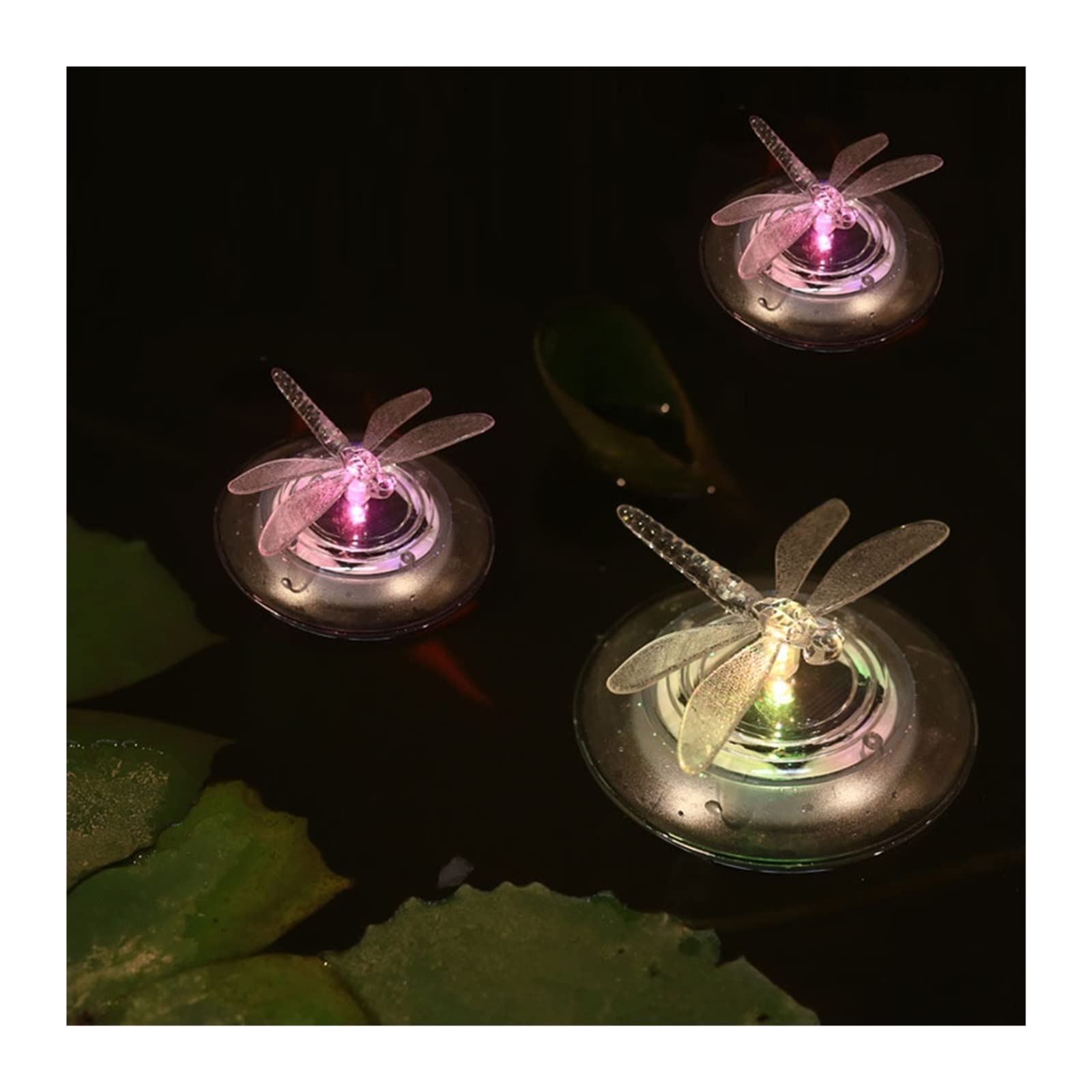 Luce solare galleggiante a forma di libellula Piscina a farfalla notturna Lampada a subacquea Illuminazione da esterno con fontana giardino Basso Consumo Energetico(Butterfly,3PCS)