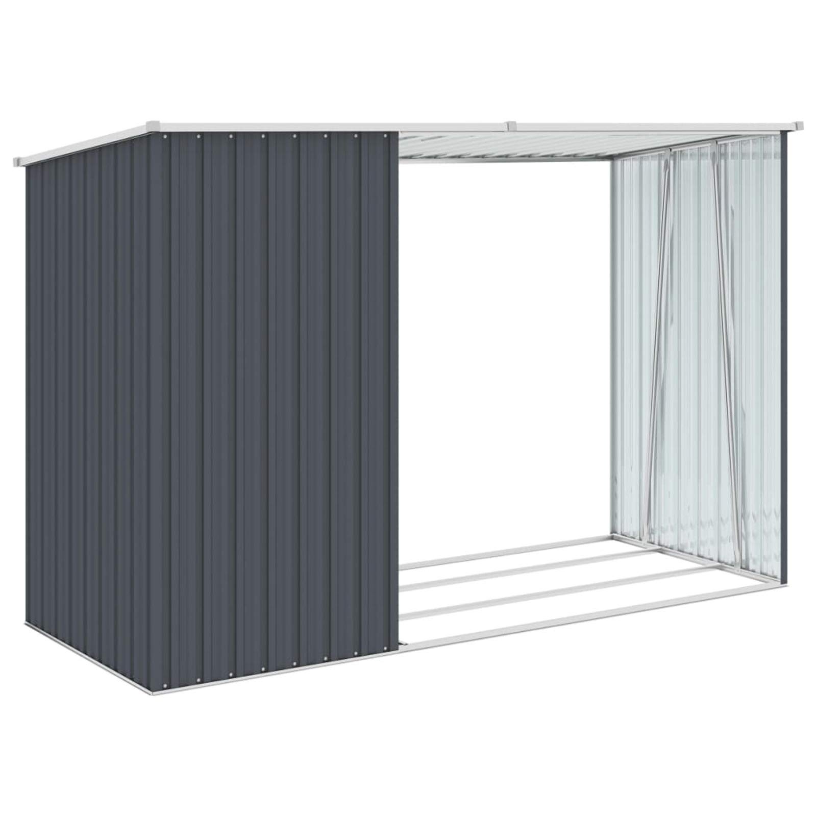 Tidyard Garten Brennholzlager Gartenschuppen Kaminholzunterstand Kaminholzregal Holzlager Brennholzregal Feuerholz Ordentlich Aufbewahrung Anthrazit 245x98x159 cm Verzinkter Stahl