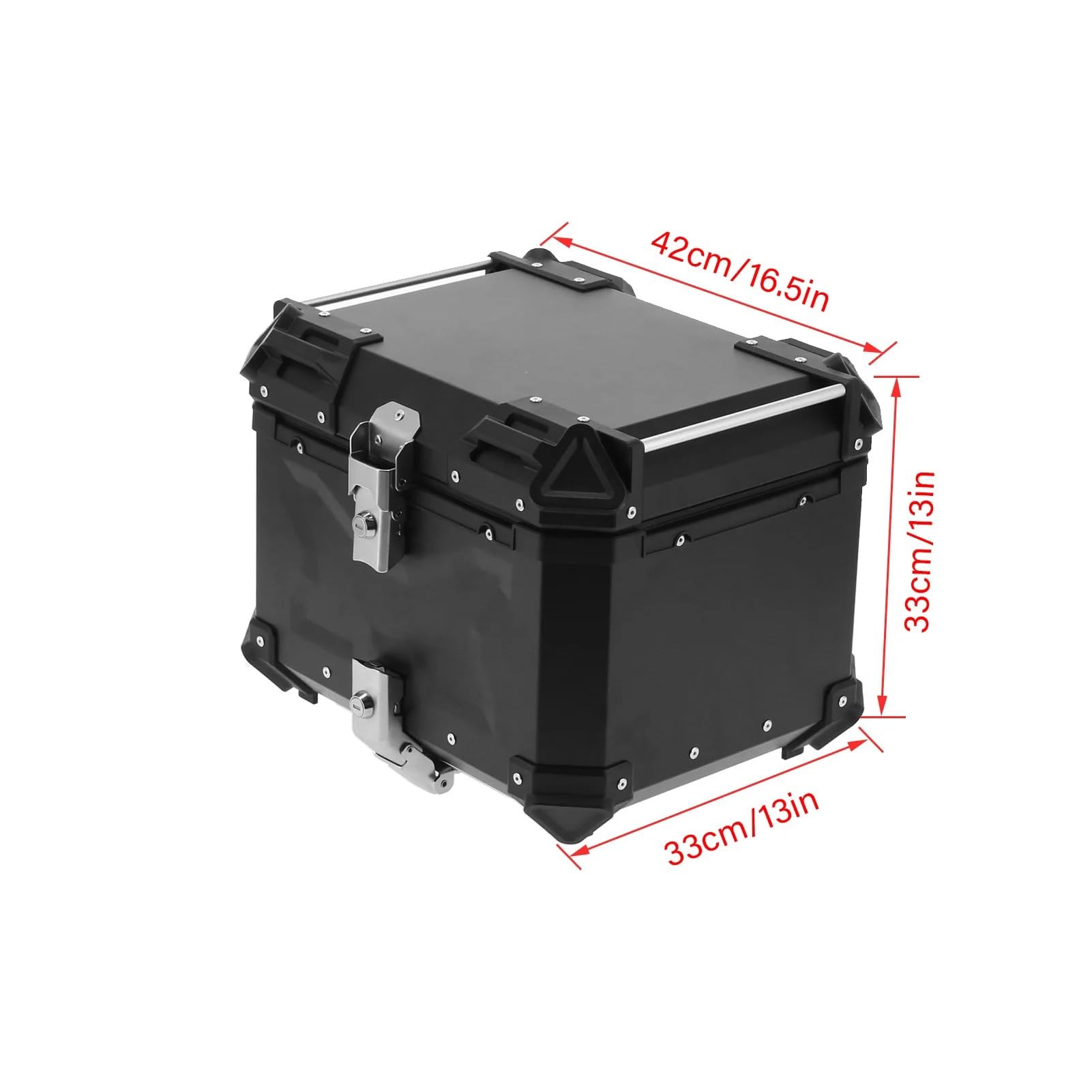 Top Case Moto 45L Aluminio - Maleta Rígida Universal Negro para Moto Aventura - Baúl Trasero Compatible Honda KTM Yamaha SYM Accesorios Impermeables