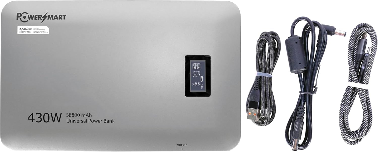 PowerSmart 430W Chargeur de Batterie Externe Universel 58800 mAh pour appareils Photo numériques, Consoles de Jeux, lecteurs MP3
