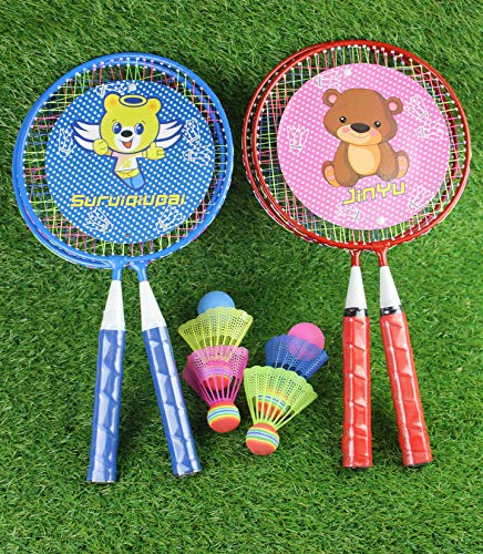 image for AIKESIWAY Badminton Racket for Children 1 Pair, Nylon Alloy Durable Ba