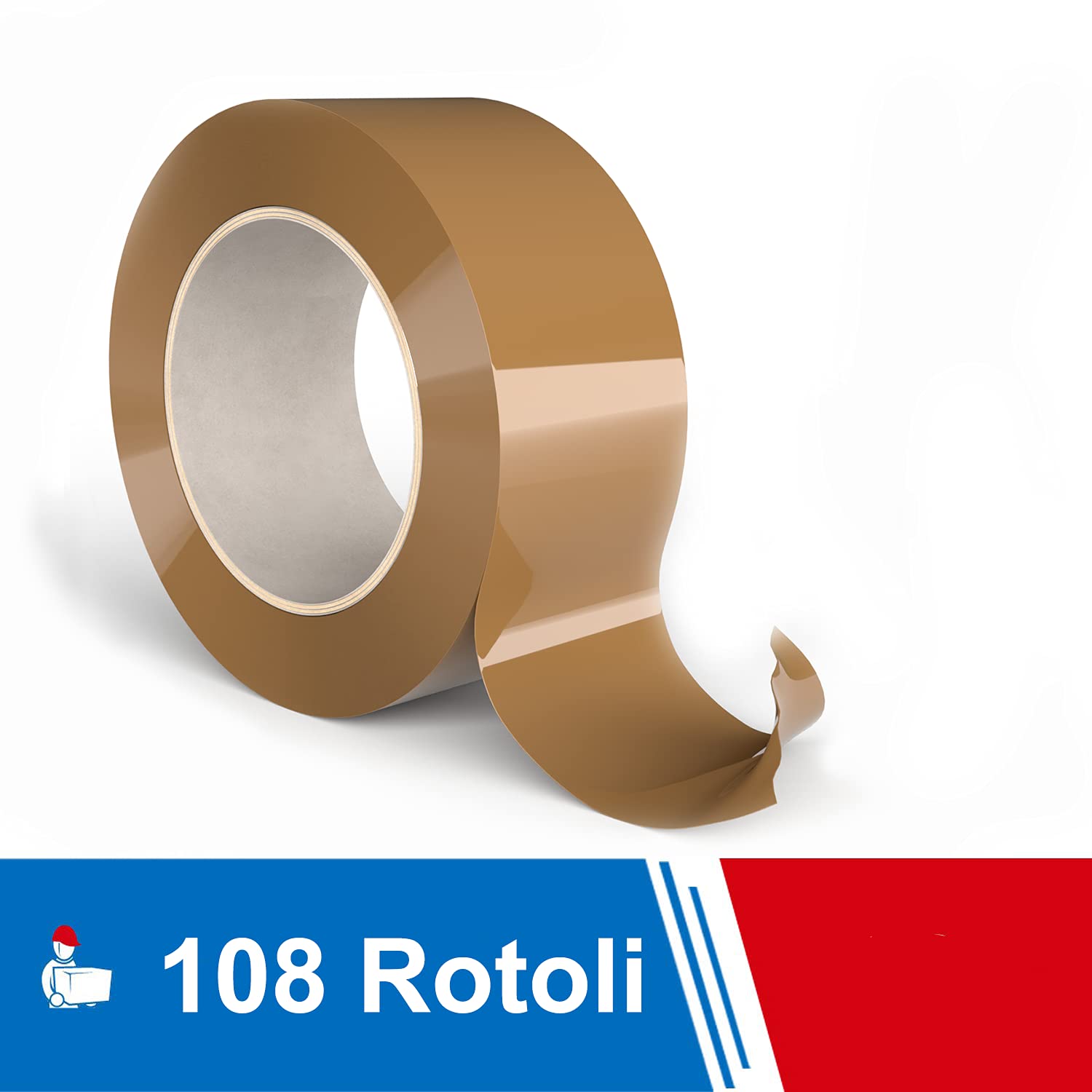 IMBALLAGGI 2000 ELIMINARE-108 Nastri Adesivi Pacchi da Imballaggio - 50x132 - Nastro da Imballo Marrone Avana per Trasloco e Trasporto
