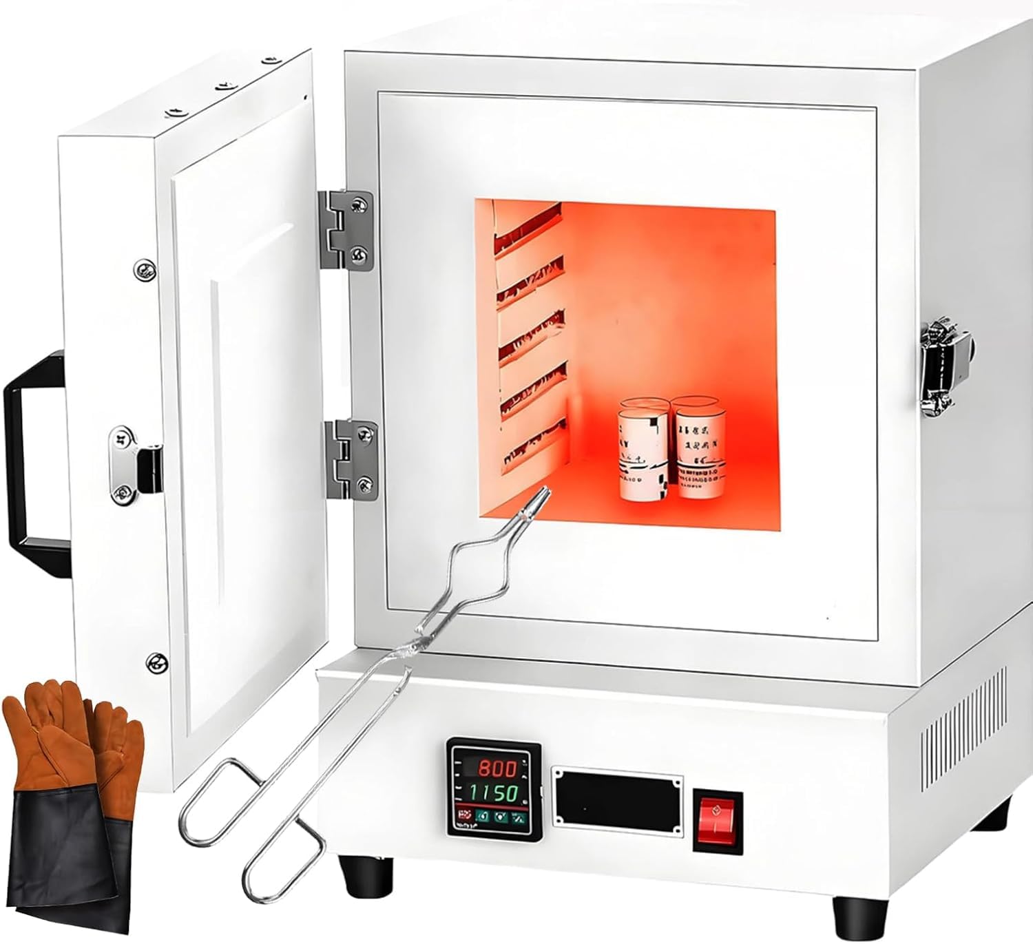 Forno Elettrico per Ceramica da 2000 W per Uso Domestico, Forno di Fusione Ad Alta Temperatura 2102℉/1150℃ con Regolatore, Ideale per La Creazione di Gioielli E Ceramiche. White B