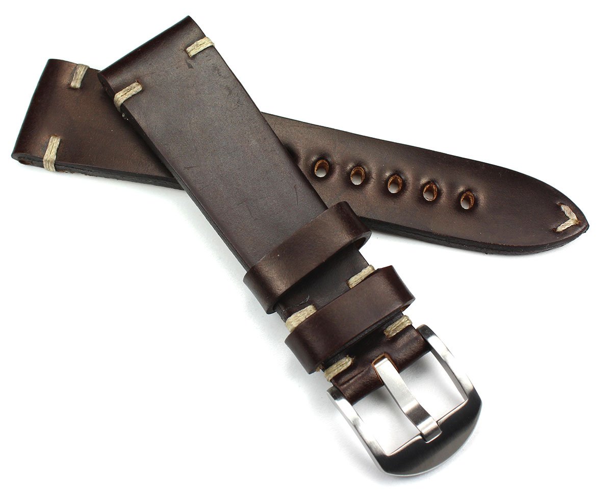 Sulla 22 mm heren lederen horlogeband pilotenjager Catalonia lichtbruin, lichtbruin, 22mm, Riemen