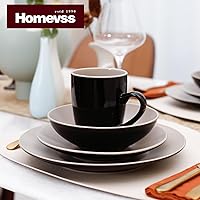 Vista 12 de Colors Life juego de vajilla, exterior negro brillante con interior de color mate