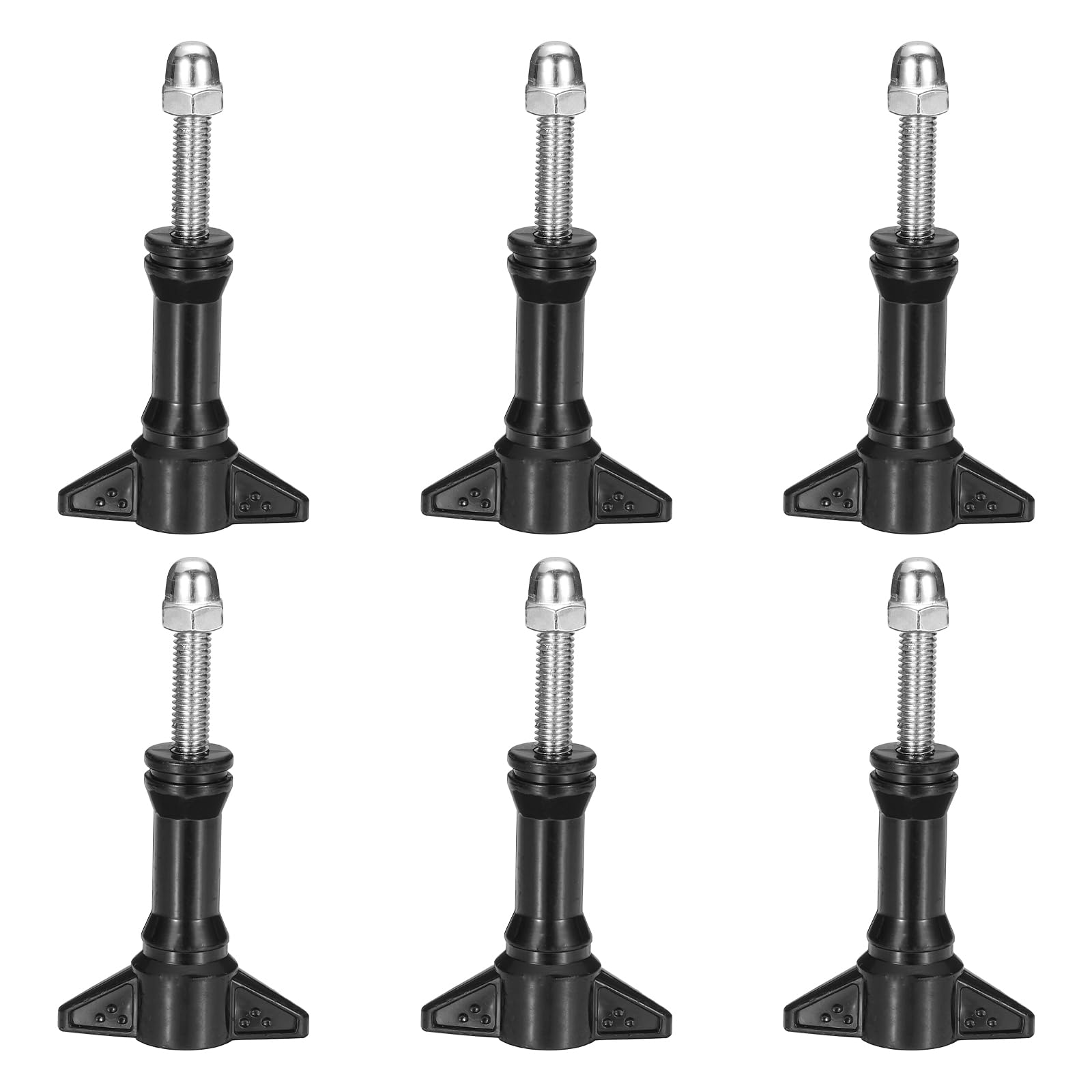 PATIKIL 6 Pcs Aluminum Thumbscrew, Long Thumb Screw with Cap Double-Side with Nut, Black for Action Sport Camera and Other Action Cameras, Black