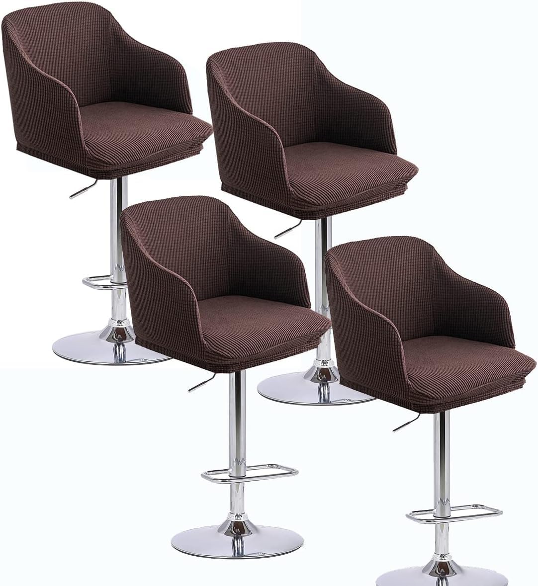 Set of 2/4/6/1 Curved Bar Stool Slipcovers with Backs and Arms, Stretch Swivel High Chair Protector for Counter Kitchen Dining Room Pub Stool Cover(H5,4PCS)