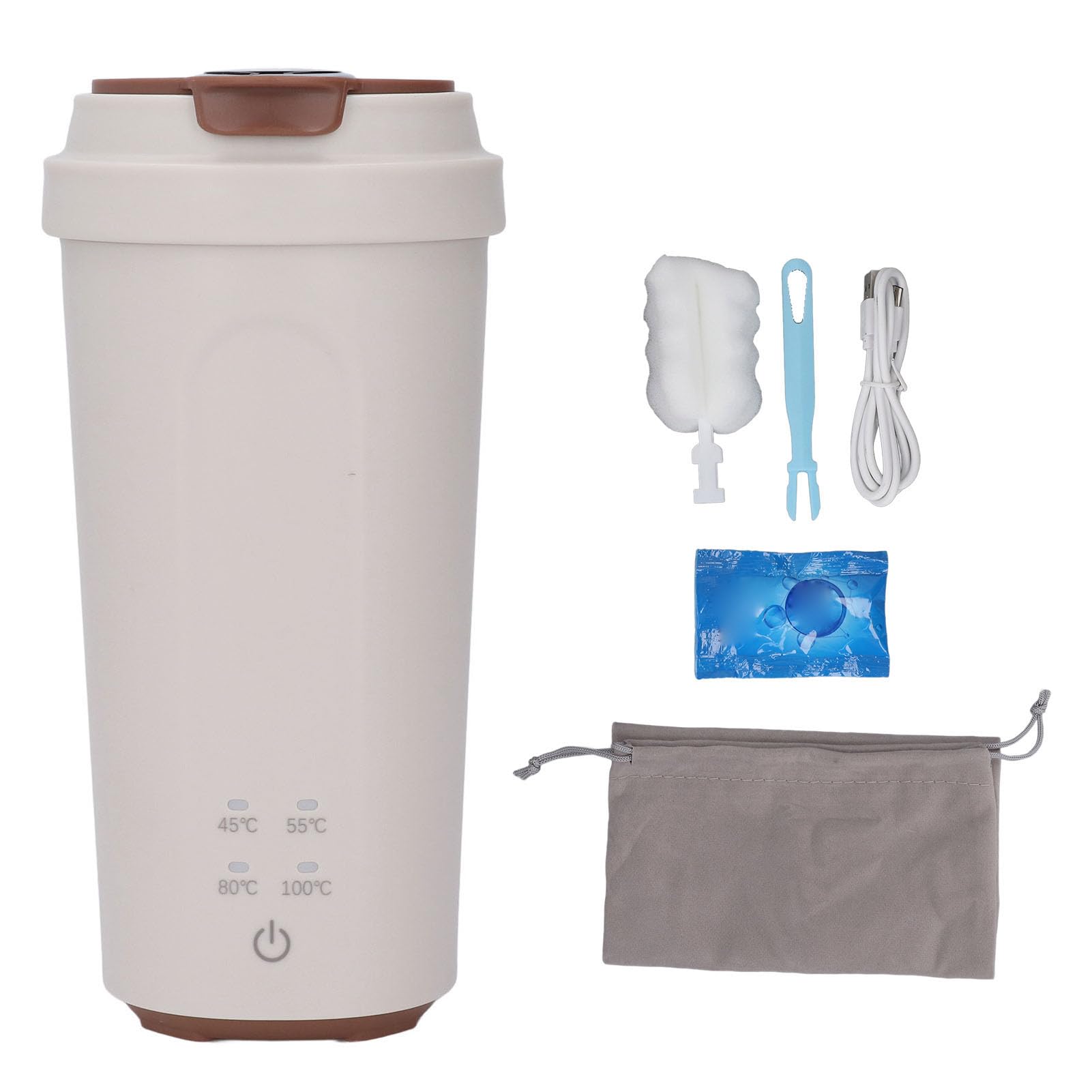 Cryfokt Bollitore Elettrico Portatile, Mini Biberon Isolato da 500 Ml per la Preparazione Rapida degli Alimenti per Bambini per i Viaggiatori, Acciaio Inossidabile