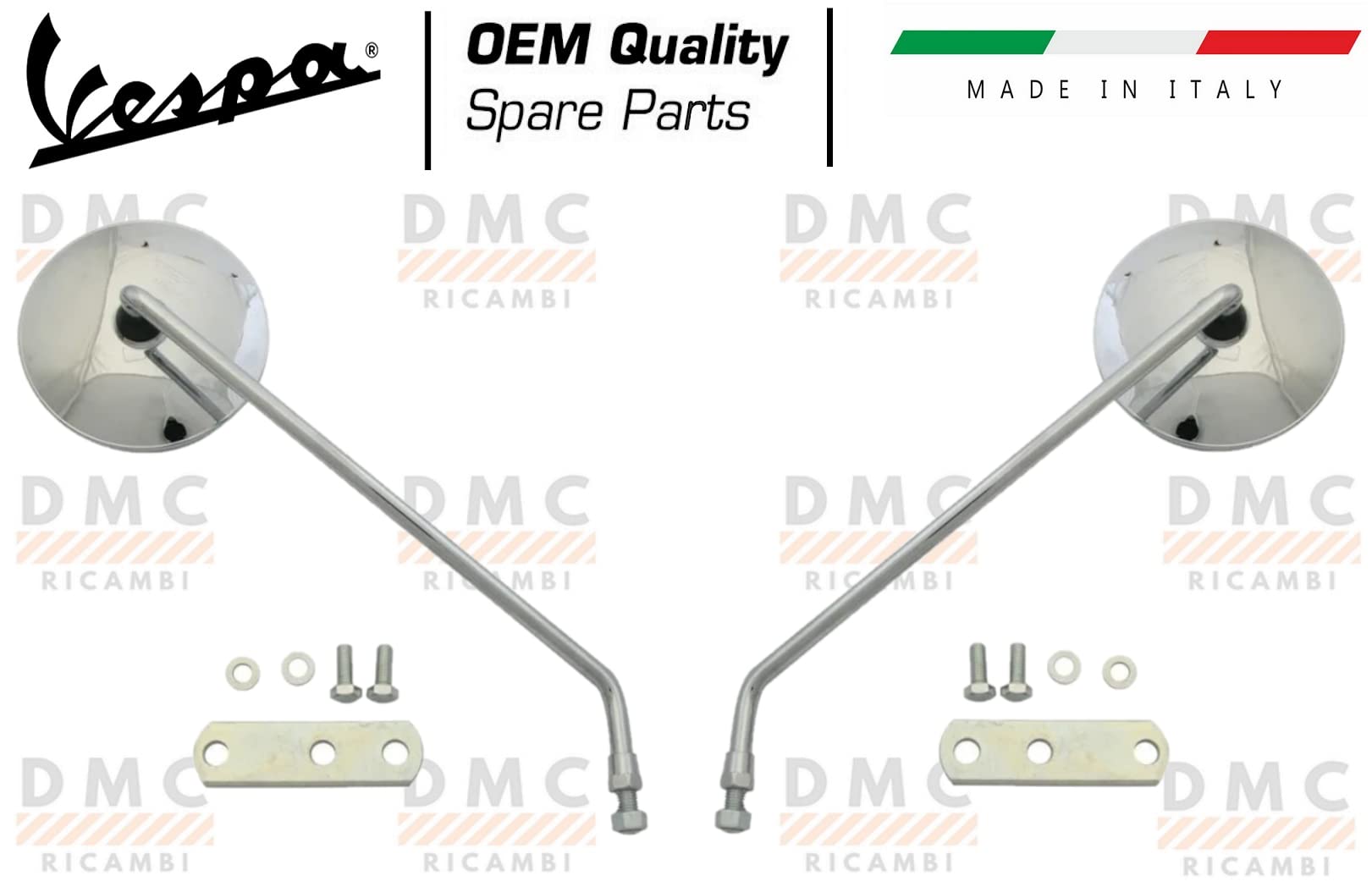 KIT 2 SPECCHIO SPECCHIETTO SPECCHI SPECCHIETTI RETROVISORI CROMATI PER VESPA PX - ARCOBALENO TUTTI I MODELLI FINO AL 1989 - VESPA 50 SPECIAL - VESPA LML STAR