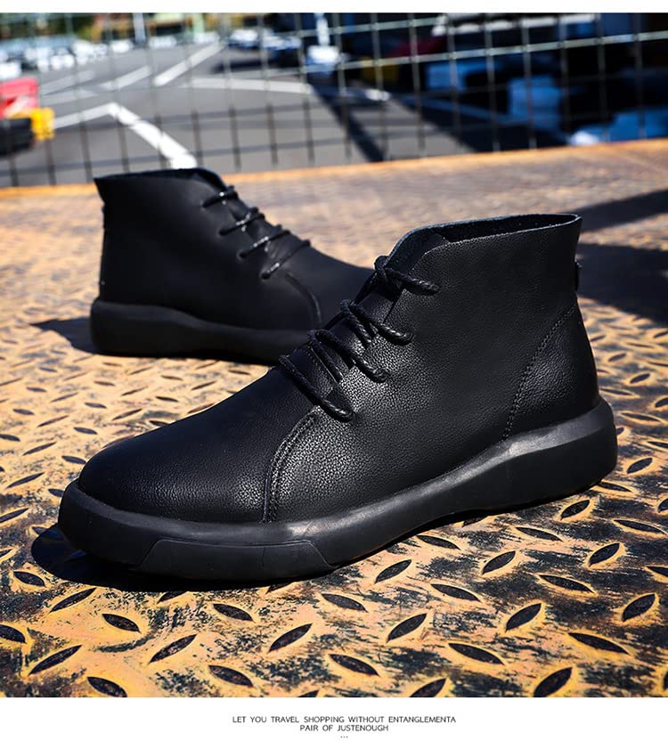 Men's Leather Chukka Ankle Boots Lace Up Non-Slip Soft Sole Fashion Outdoor Round Toe Breathable Casual Boots For Men4