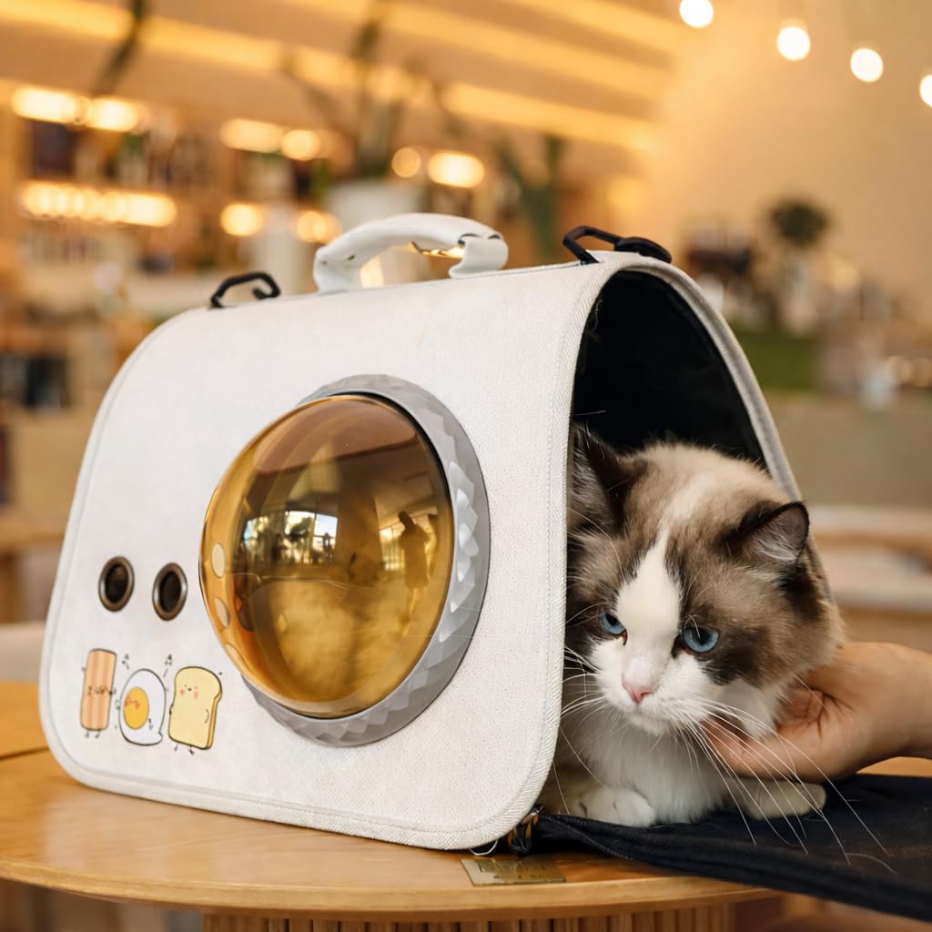 Transportín Gato y Perro Pequeño hasta 5 kg – Mochila/Bolsa de Transporte Plegable – Apto Cabina Avión 40x26x26 – Uso Coche y Viajes Cortos – Cat & Dog Carrier