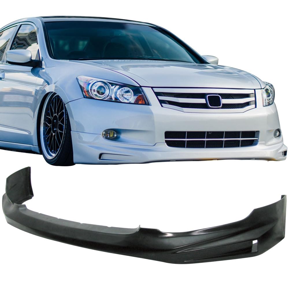 Front Bumper Lip Compatible with 2008-2010 Honda Accord Sedan, PU Black Front Lip Spoiler Splitter by IKON MOTORSPORTS, 2009