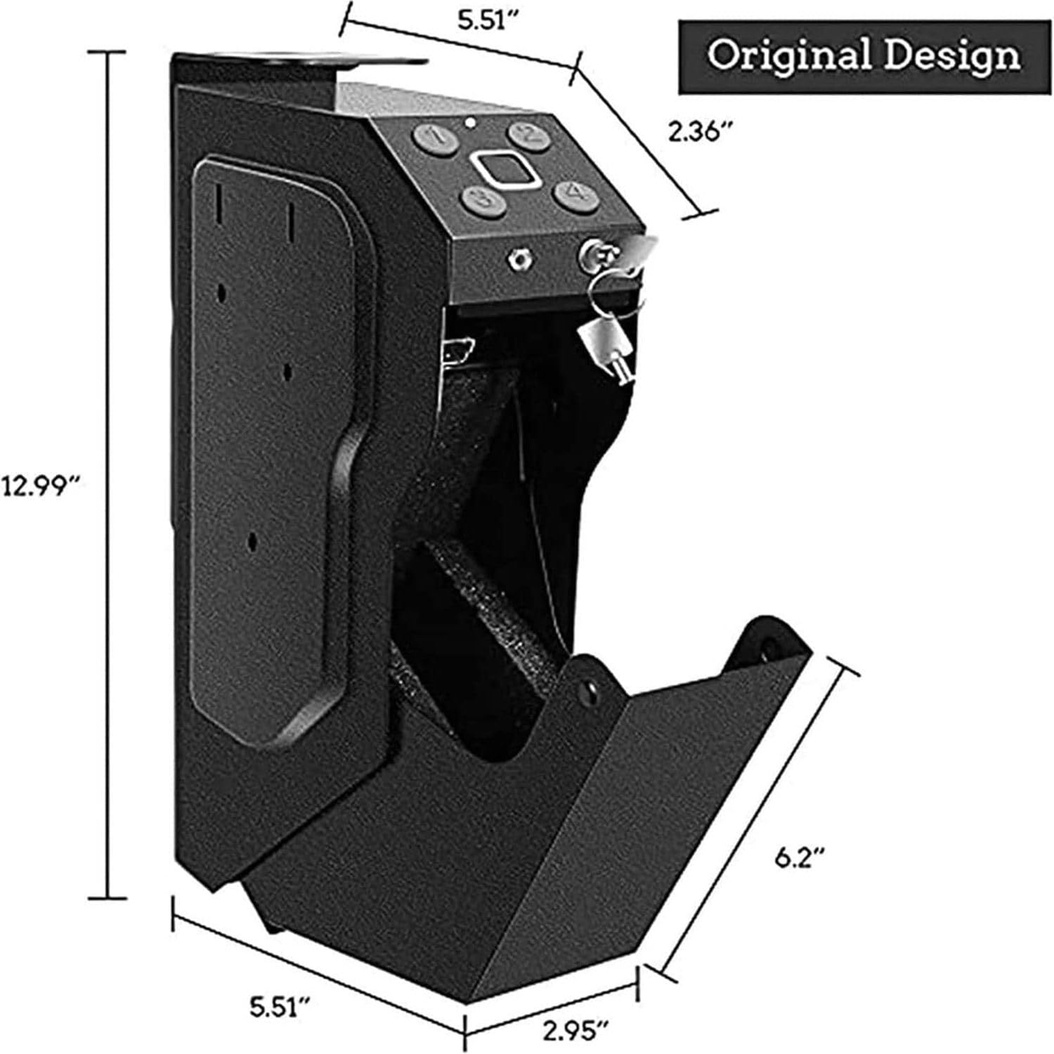 Coffre-fort biométrique pour pistolet monté, ouverture automatique, accès rapide