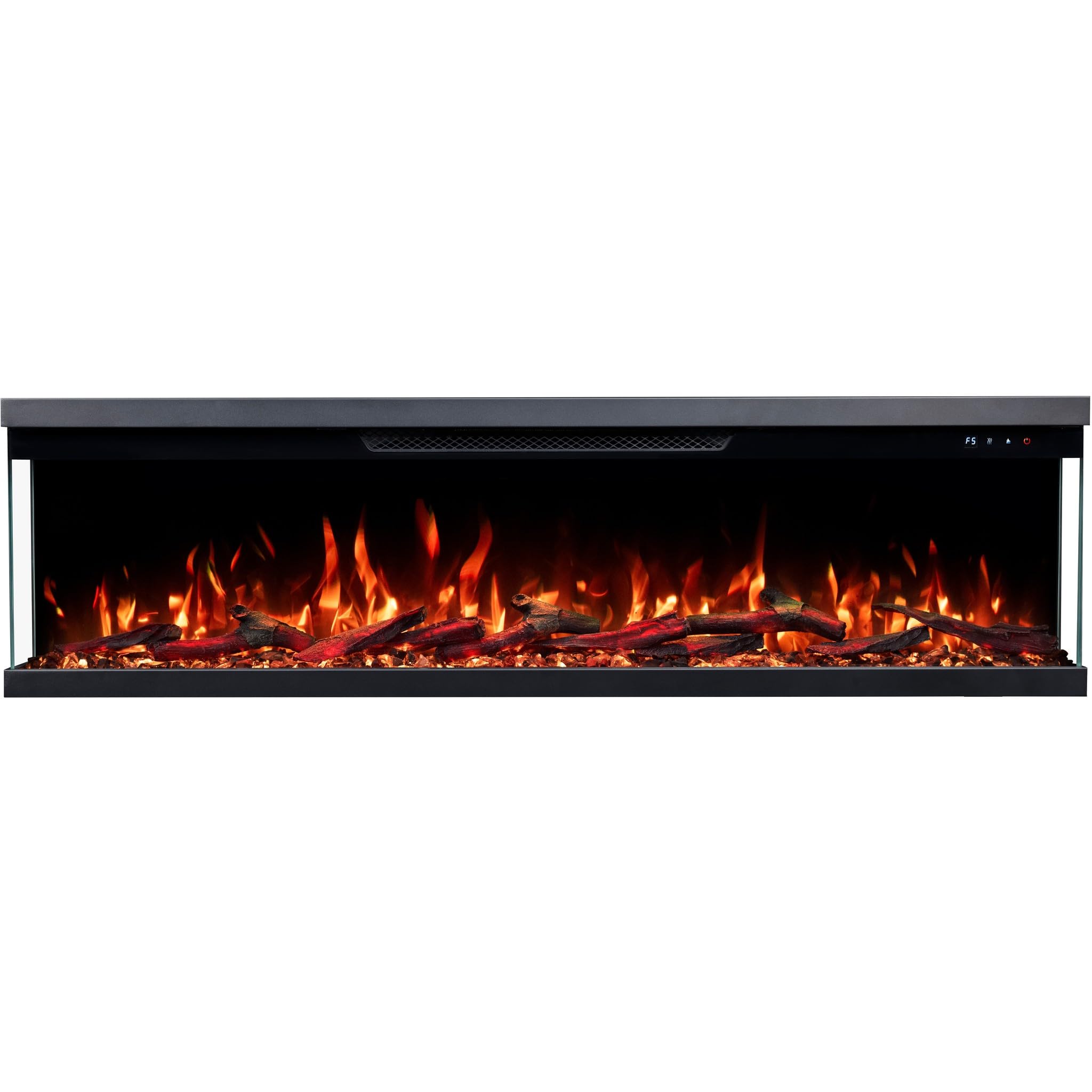 Unity - Camino elettrico a 3 lati, per montaggio a parete e da incasso, con riscaldamento 900/1800 W (127x36x19)