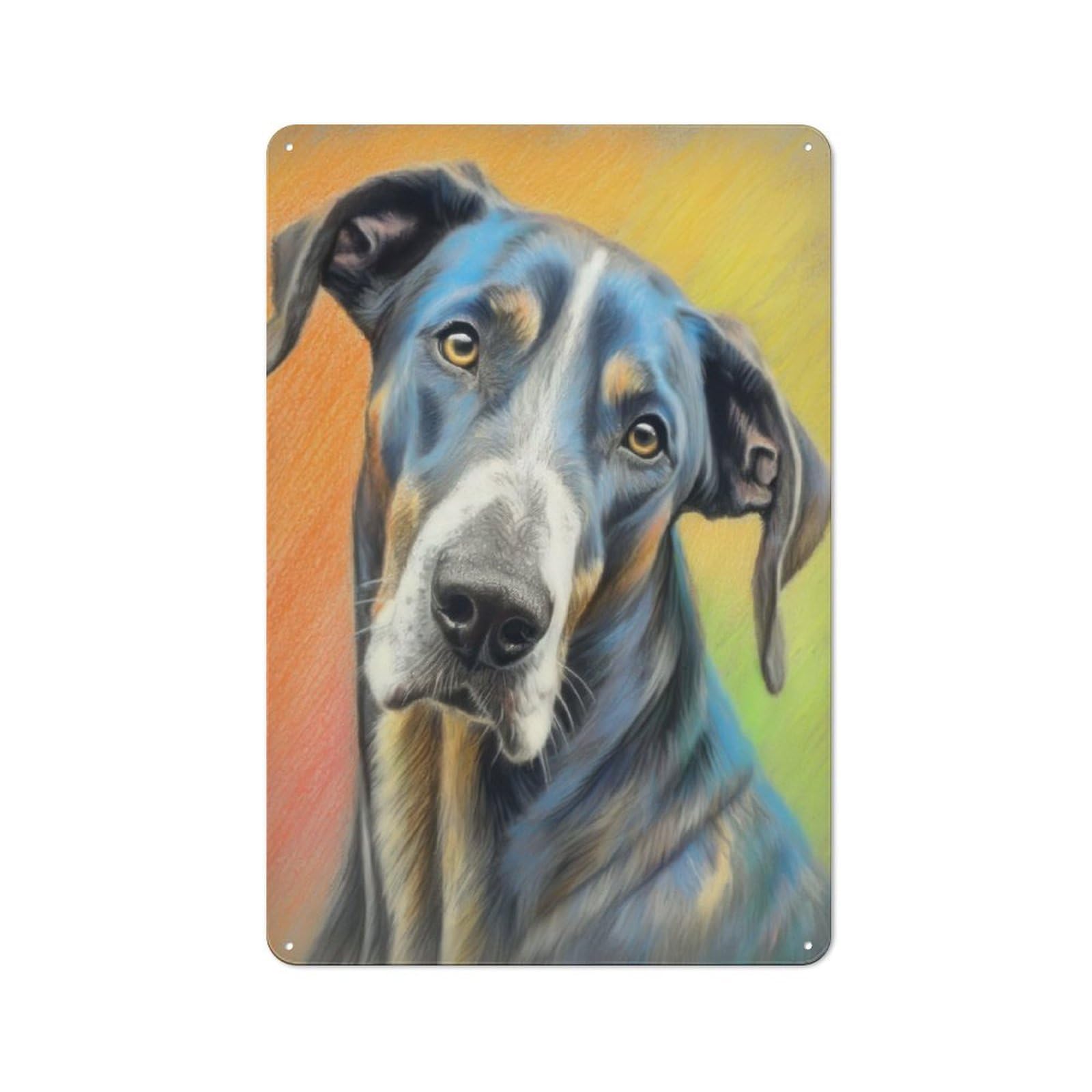 Junmoney Great Dane Sketch Tin Wall Plaque 30X20cm With For Hobby Room Or Studio, For Metal Sign Collectors, For Kitchen And Home Bar Decor