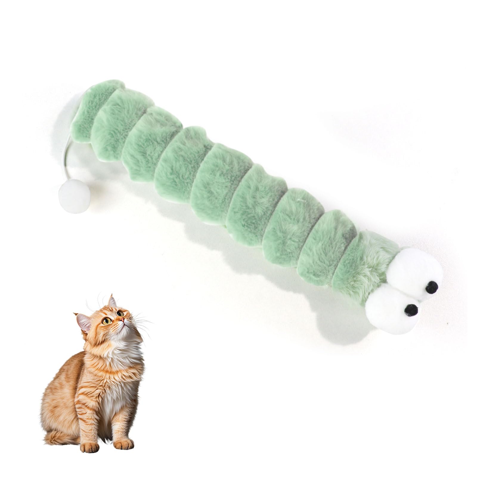Andiker Catnip Toys for Cats, Cute Caterpillar Design Cat Pillar with Pompom Ball Cat Kicker Toy with Catnip Silvervine Galls Fruit Interactive Cat Toys for Indoor Cats (Pink-A)
