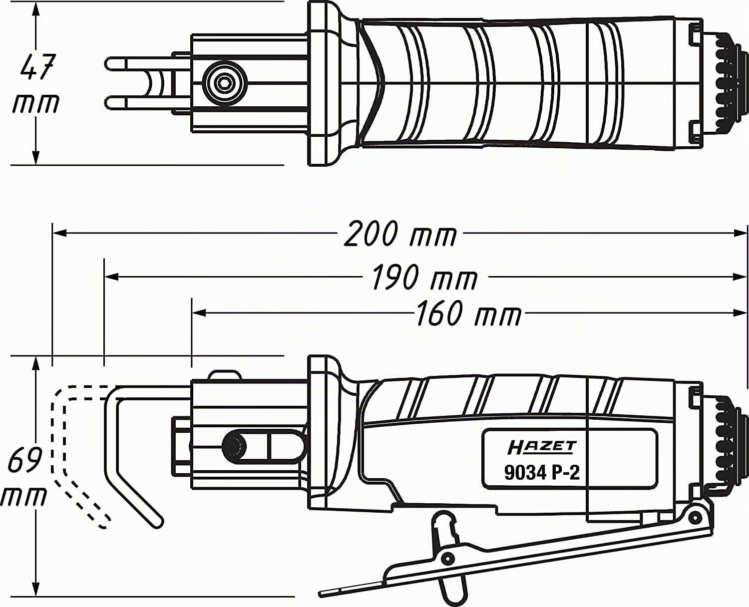 HAZET Scie sauteuse 9034P-2 I avec 3 lames de scie, 1 lame de scie réciproque, 5 limes et 1 clé Allen I outil maniable, convient pour les petits rayons de sciage'.