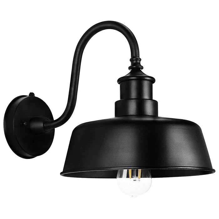 Buy Dusk to Dawn Outdoor Wall Light Black, LIGHTESS Gooseneck Barn