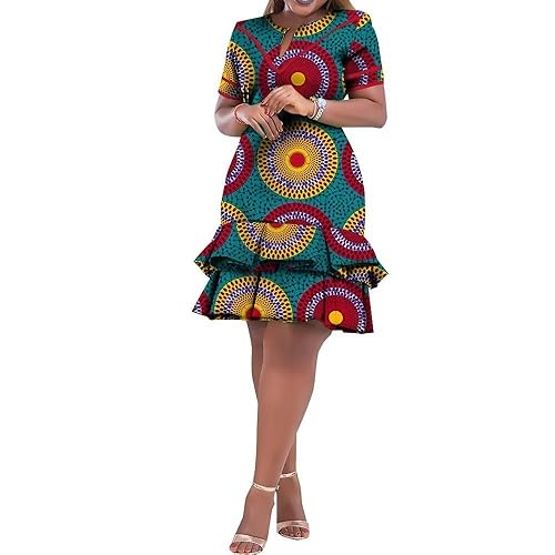 BAZINRICHE African Dresses for Women Bazin Riche Ankara Clothing Short