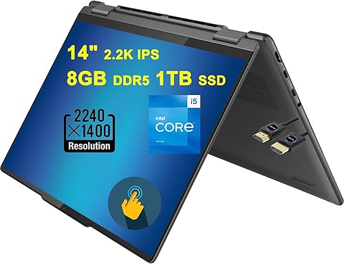 Miniatura 1 de Lenovo Yoga7i 14 - Laptop 2 en 1 2.2K IPS Touch de 14 pulgadas, Intel 10-Core i5-1335U i7-1255U, 8 GB DDR5 de 1 TB SSD, huella dactilar