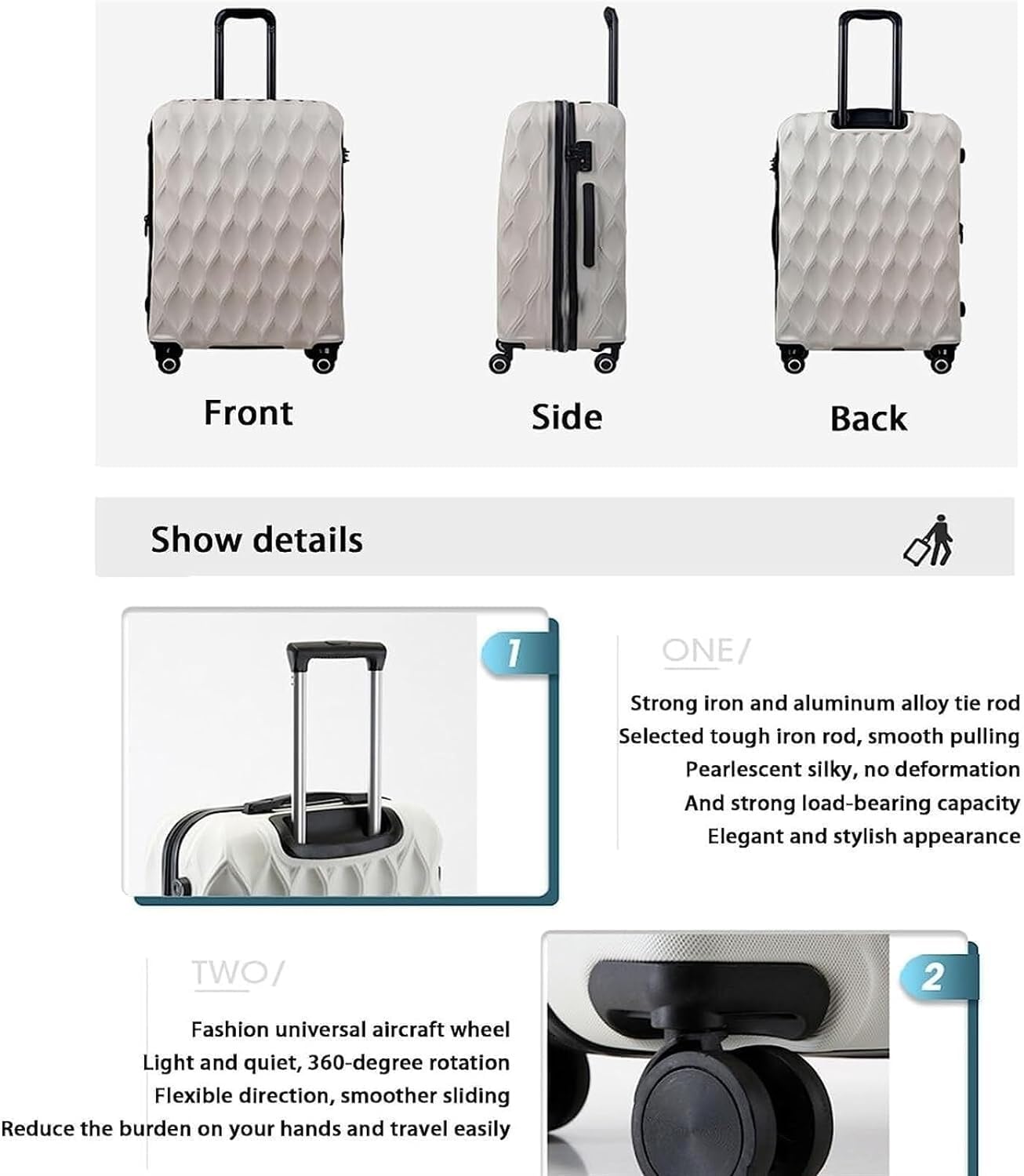 Maleta Maletas de Equipaje Muy duraderas, Maleta con Cremallera y contraseña, Equipaje de Viaje Resistente, tamaño de Transporte Muy Duradero Bolsas de Viaje