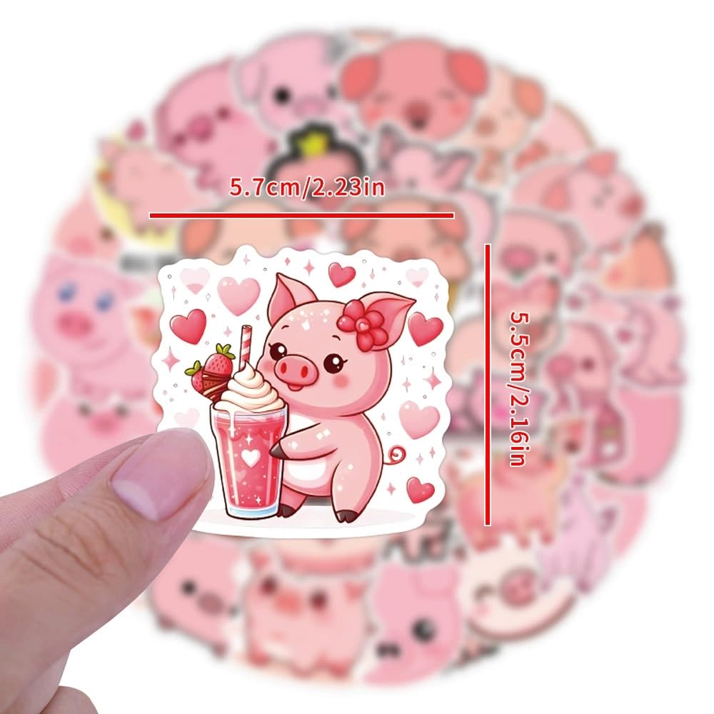 Pig Stickers for Laptop(50 PCS),Gift for Children Teens Adults Girl Boys,Pig Waterproof Stickers for Skateboard,Scrapbook,Bike,Phone,Computer,Luggage Water Bottle Guitar - Image 2