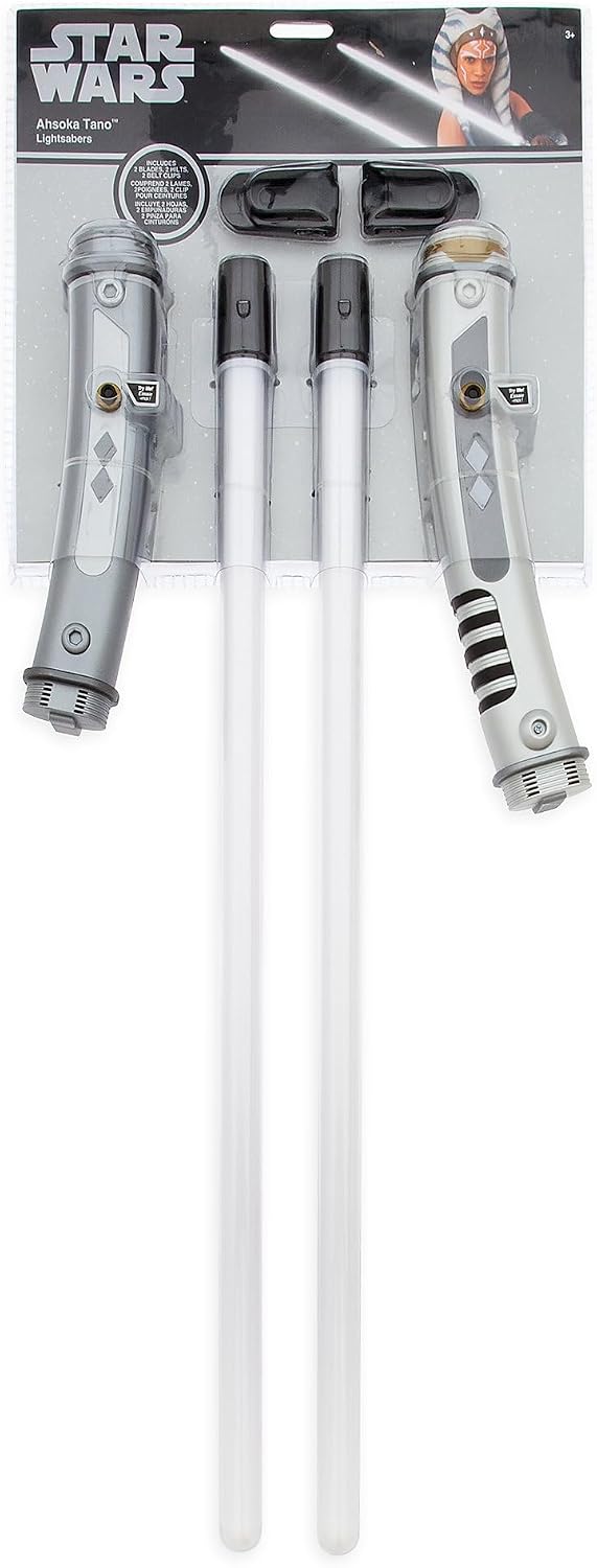 Disney Store Official Ahsoka Tano Lightsaber Toy for Kids - Electronic Star Wars Light Up Toy Sword Set with Motion-Sensor Sounds & Dueling Effects - Star Wars Roleplay Accessory
