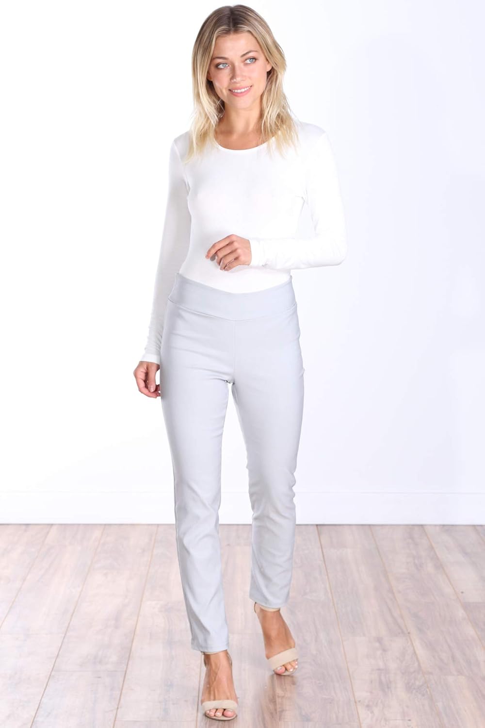 Popana Womens Stretch Pull On Dress Pants Ankle Length Work Casual - Made in USA - Image 3